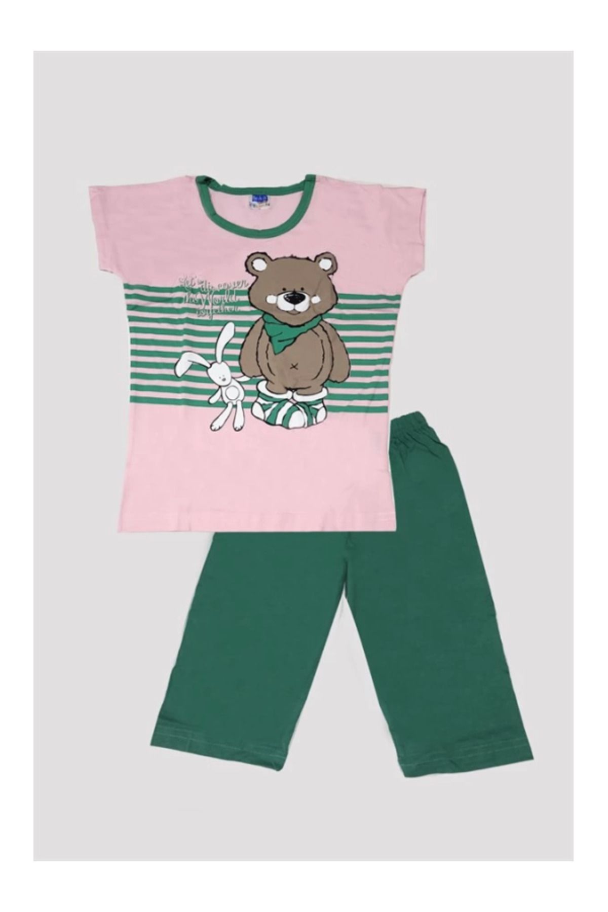 kapsulavm Kız Çocuk Ayıcık Desenli Alt Üst Pijama Takımı