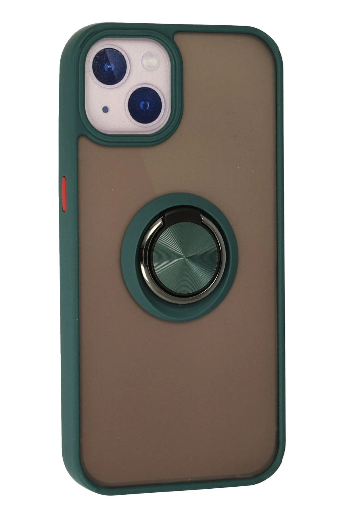 NewFace iPhone 15 Kılıf Montreal Yüzüklü Silikon Kapak - Yeşil SVLRS