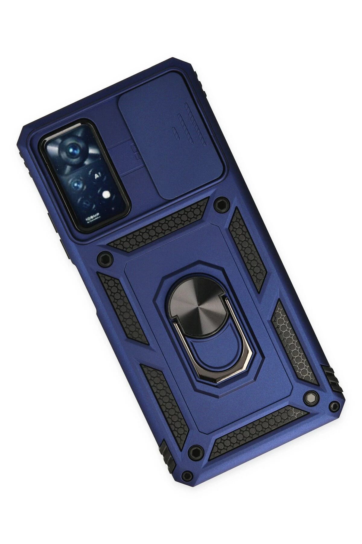 NewFace Xiaomi Redmi Note 11 Pro Kılıf Pars Lens Yüzüklü Silikon - Lacivert SVLRS