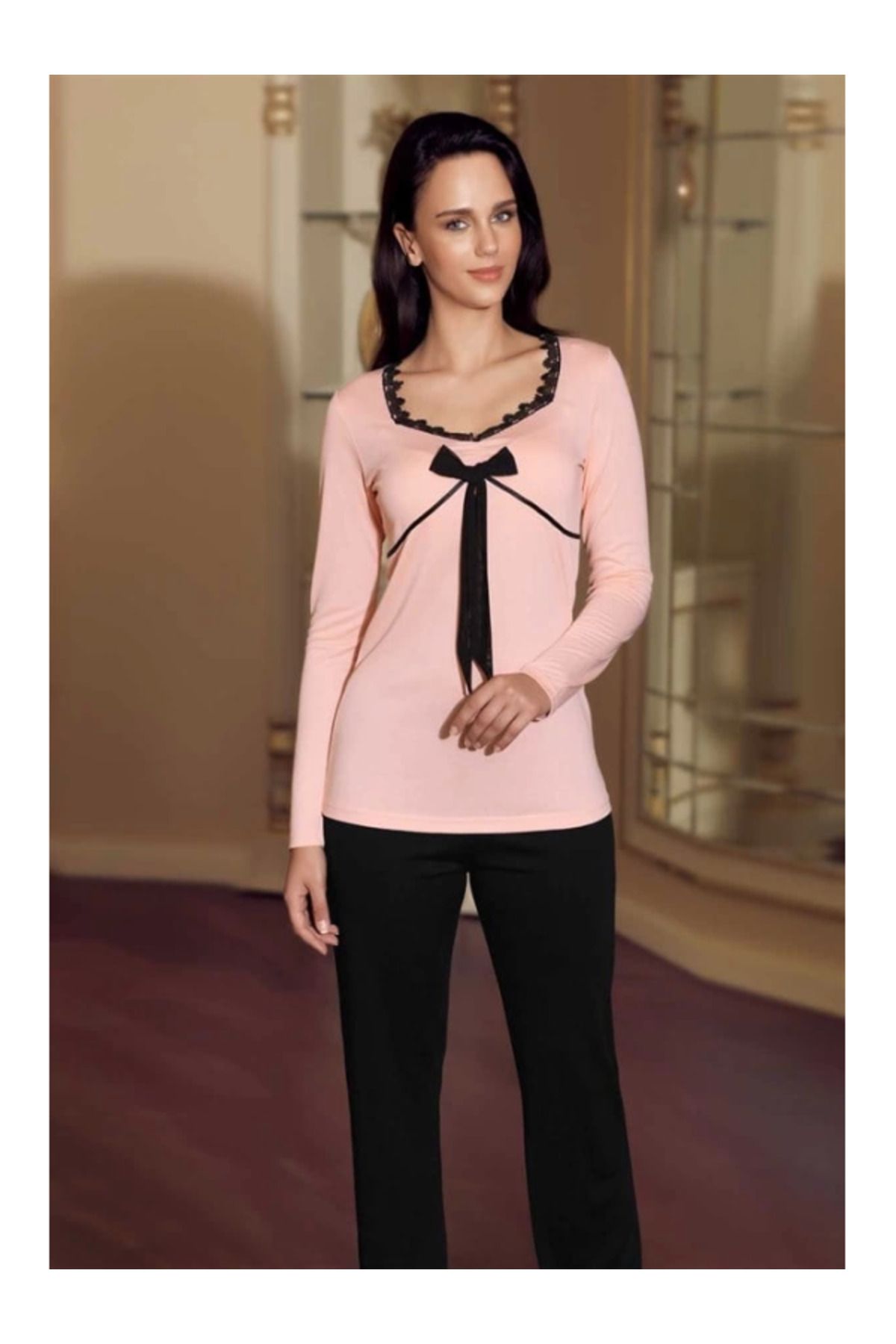 kapsulavm Şahinler Jakarlı Kedi Aplikeli Kışlık Pijama 21806