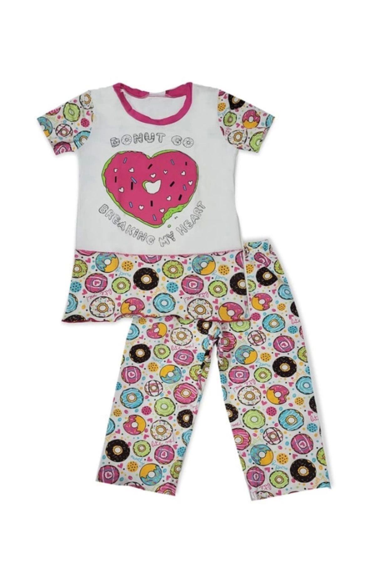 kapsulavm Kız Çocuk Donut Desenli Renkli Pijama Takımı