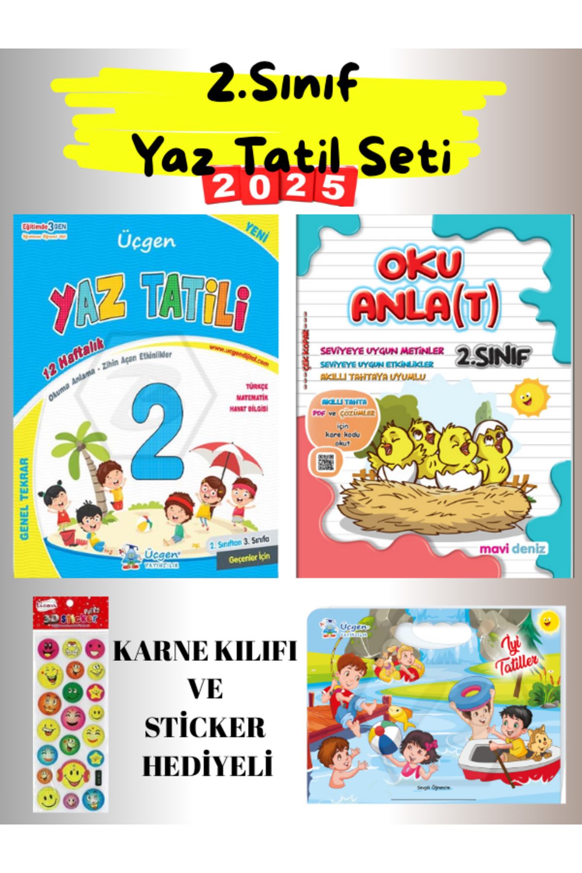 Üçgen Yayıncılık 2. Sınıf Yaz Tatil Seti - 4 Parça 2025 Özel