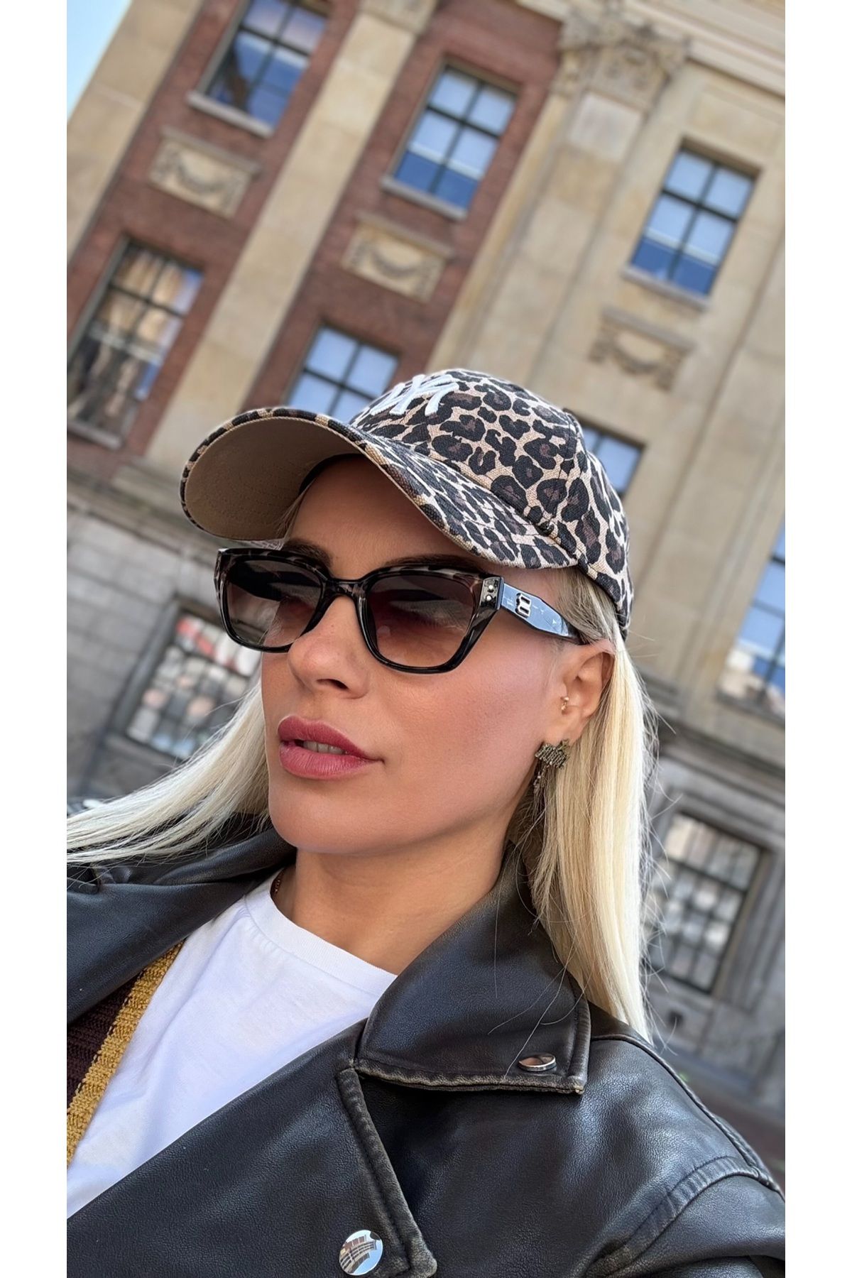 By Ella Eyes Kadın Güneş Gözlüğü Gri Leopar Desenli