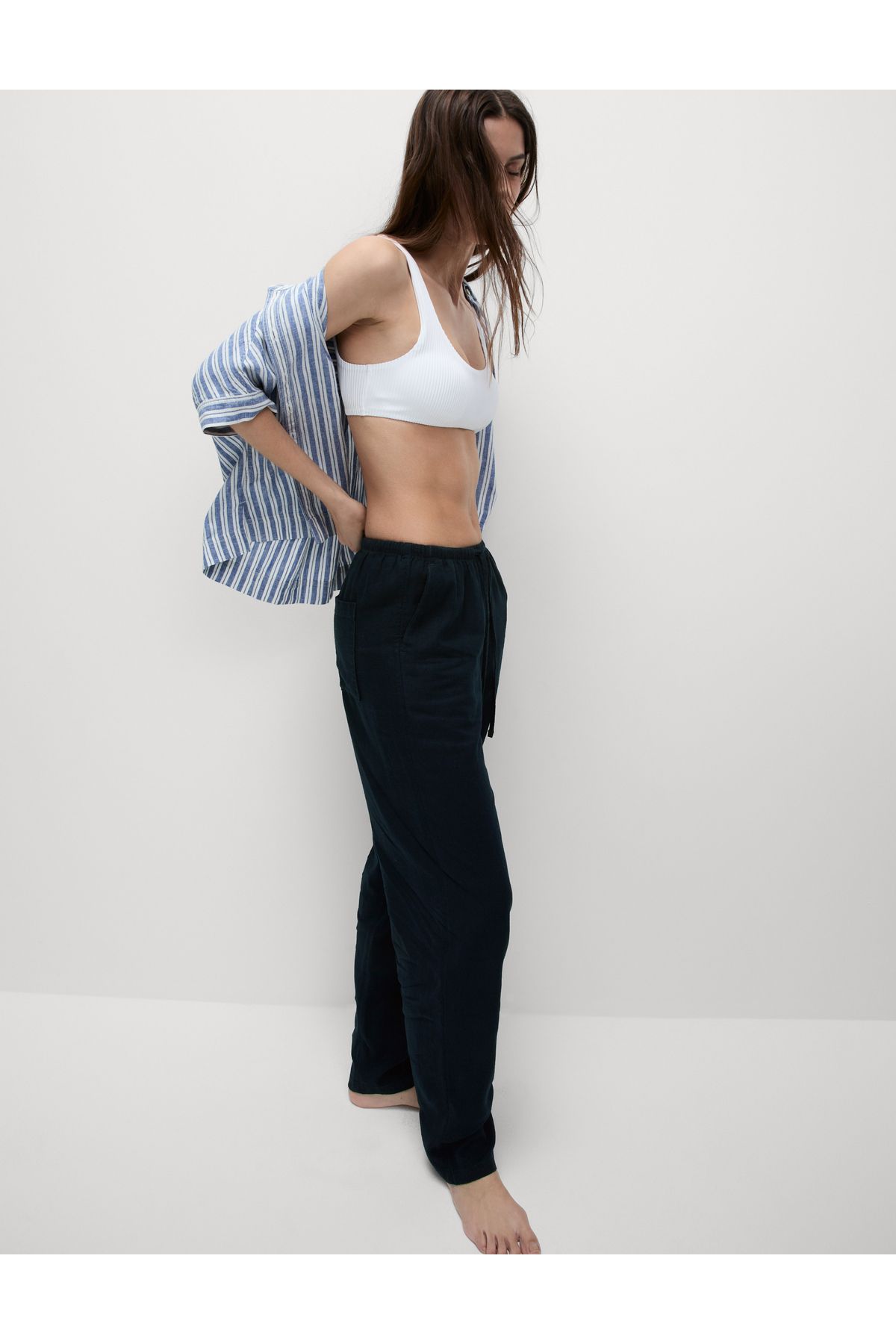 Marks & Spencer Tapered Fit Keten Pantolon