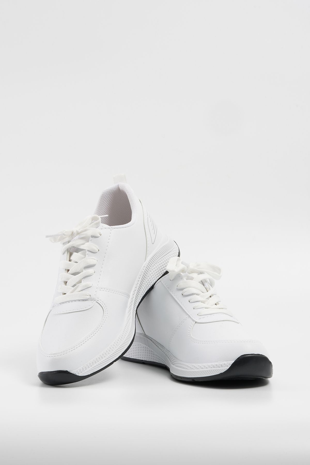 Beyond-Women's White Lace-Up Leather Sneaker 2.5 cm Byndf301 7