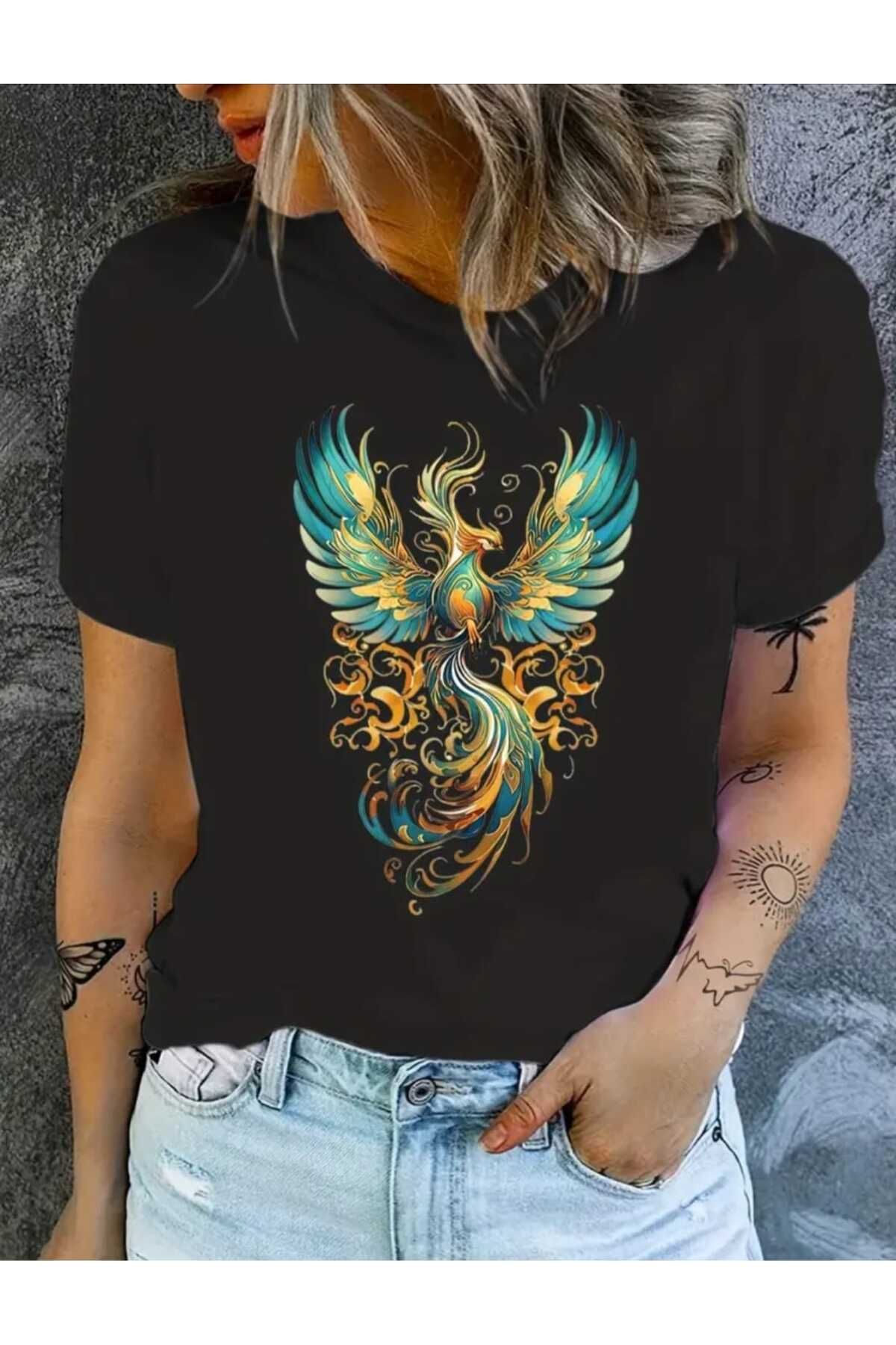Panda Baskı Tekstil Anka Kuşu Baskılı Özel Tasarım Oversize Tshirt