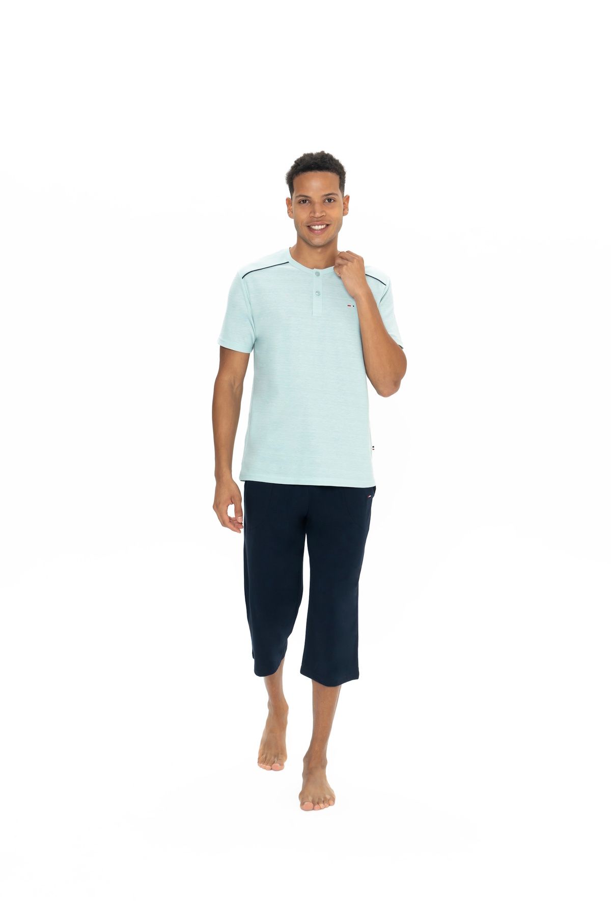 U.S. Polo Assn. U.S. Polo Assn. Erkek Mint Düğmeli Yaka Pijama Takımı - ARASS18W88W7W