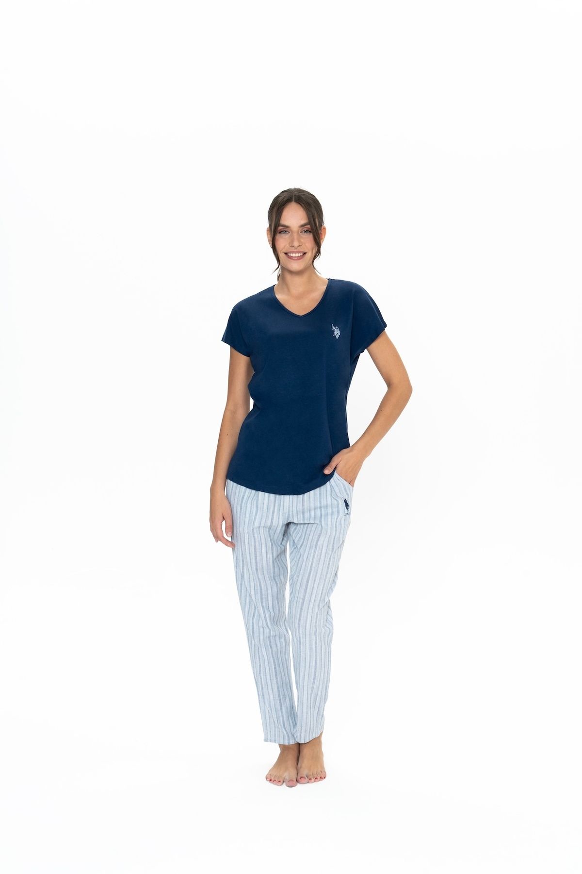 U.S. Polo Assn. U.S. Polo Assn. Kadın Lacivert Çizgili Alt Pijama Takımı - ARASS20W01W9W