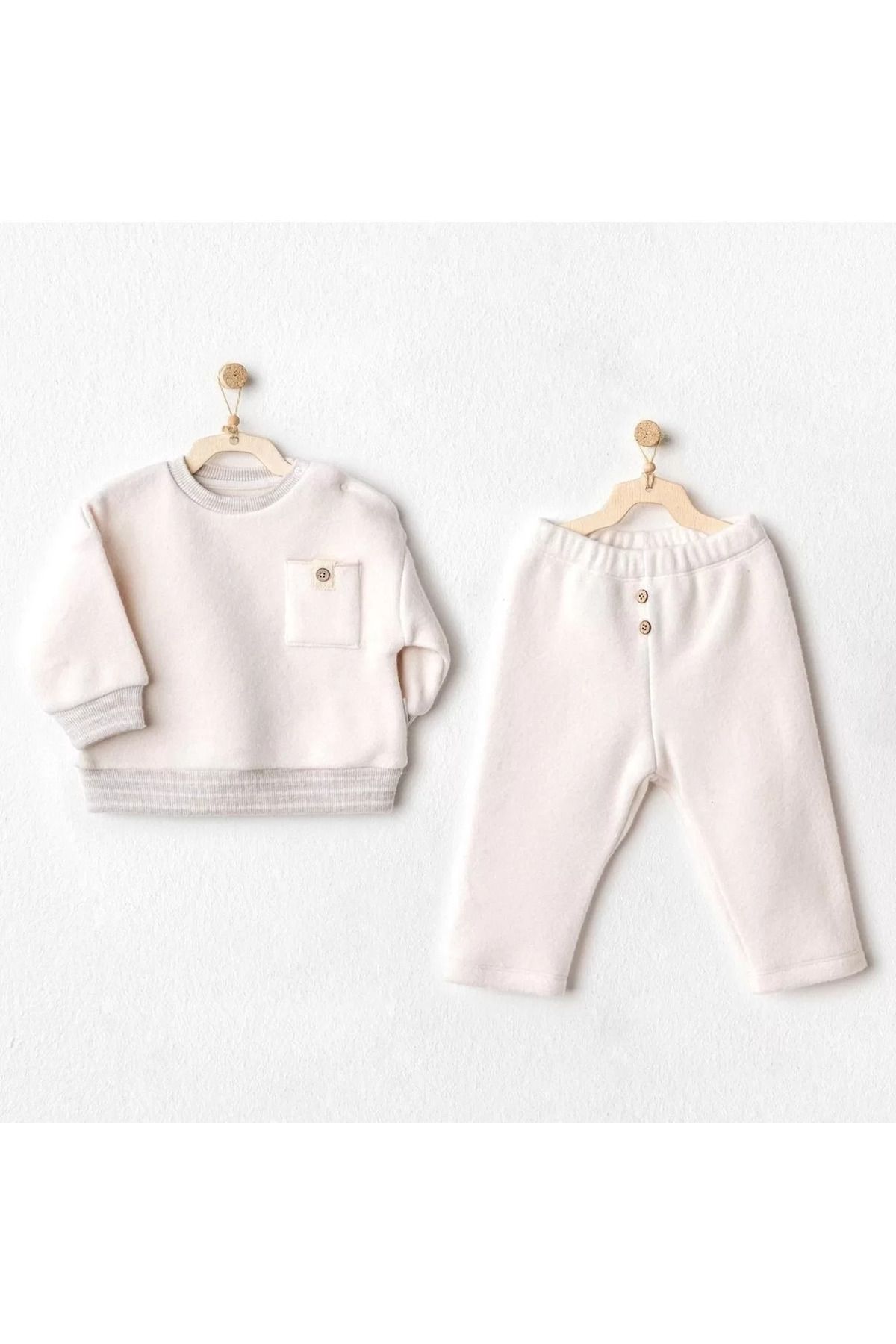 Shop58 5158 Soft 2'li Bebe Takım Ekru