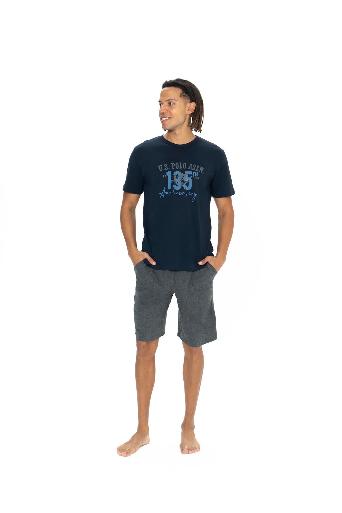 U.S. Polo Assn. U.S. Polo Assn. Erkek Desenli Lacivert Pijama Takımı - ARASS18W88W4W