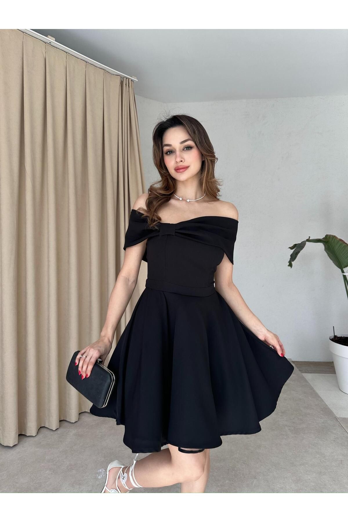 Mooi Butik MORENO Mini Elbise 5032 - Siyah