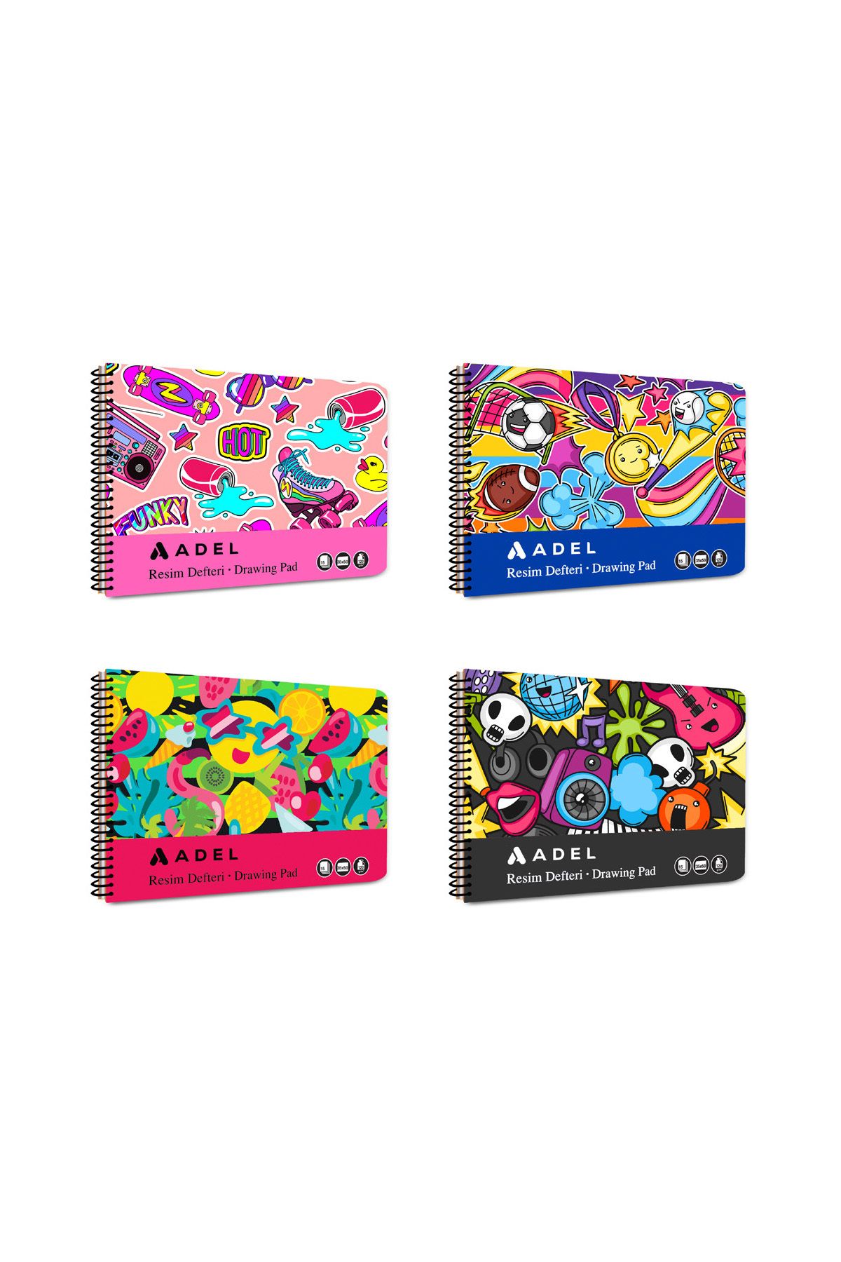 Adel Resim Defteri Fun Karton Kapak 35x50, 15Yp,90g Kağıt,Perforajlı Sayfa (Karma Renk Gönderilir)