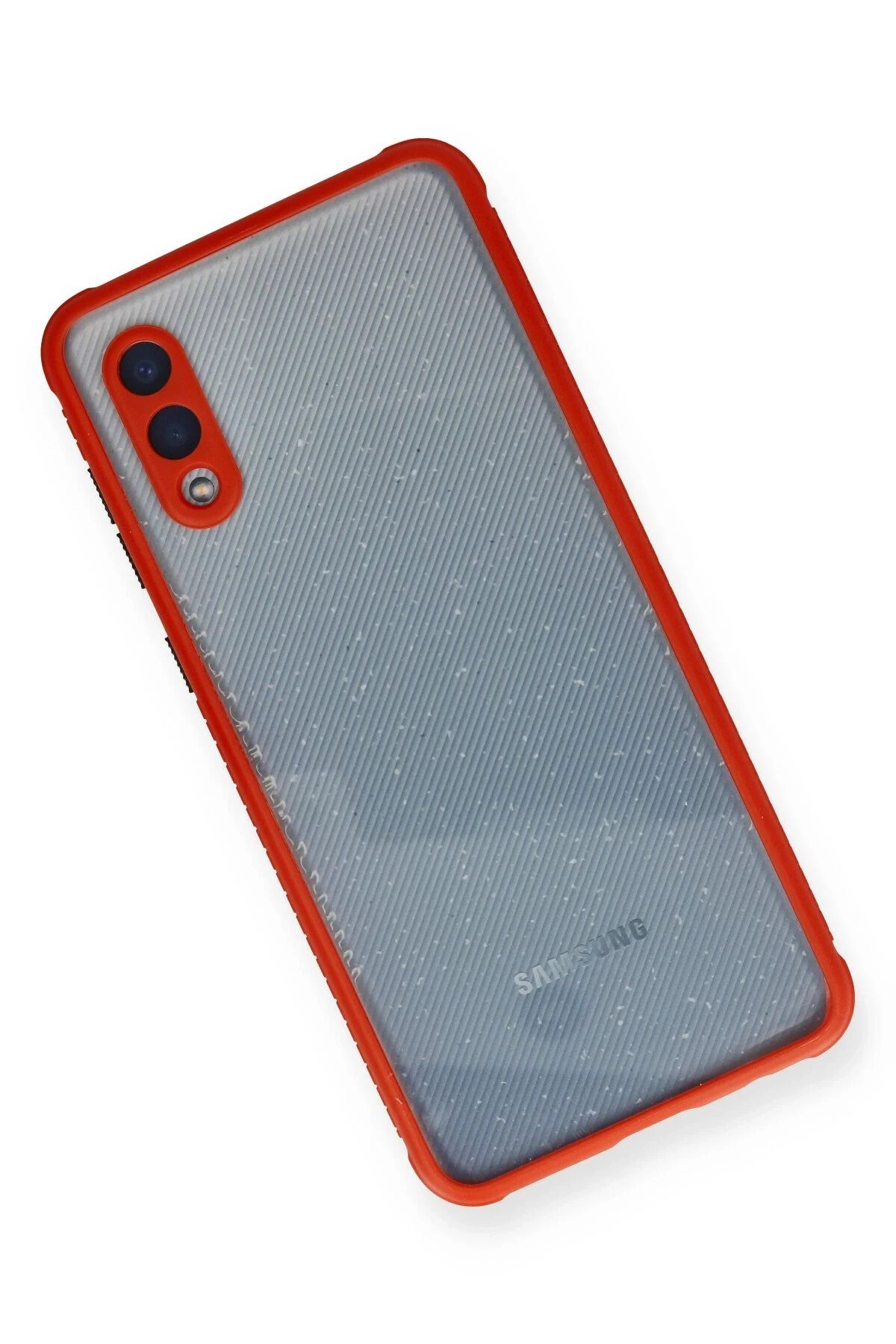 NewFace Samsung Galaxy A02 Kılıf Miami Şeffaf Silikon - Kırmızı SVLRS