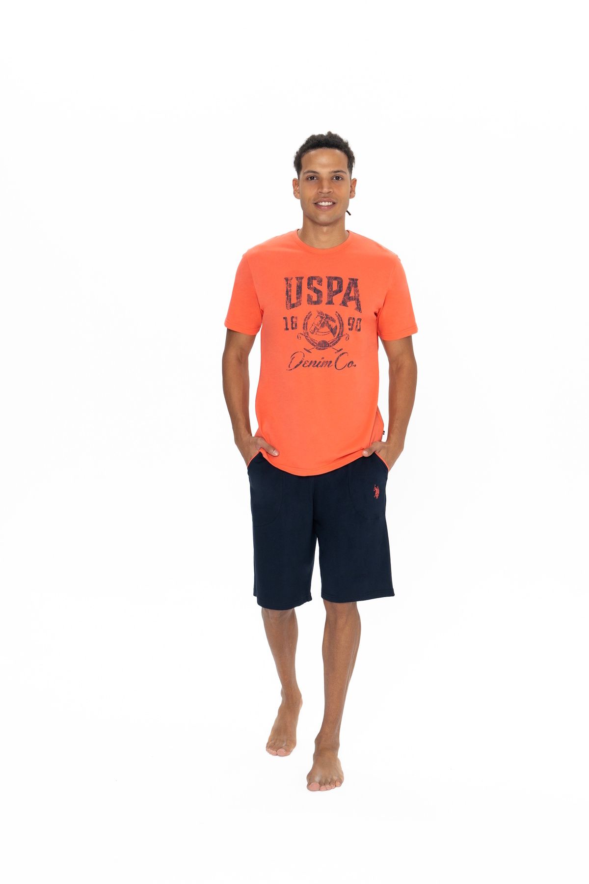 U.S. Polo Assn. U.S. Polo Assn. Erkek %100 Pamuklu Mercan Pijama Takımı - ARASS18W87W7W