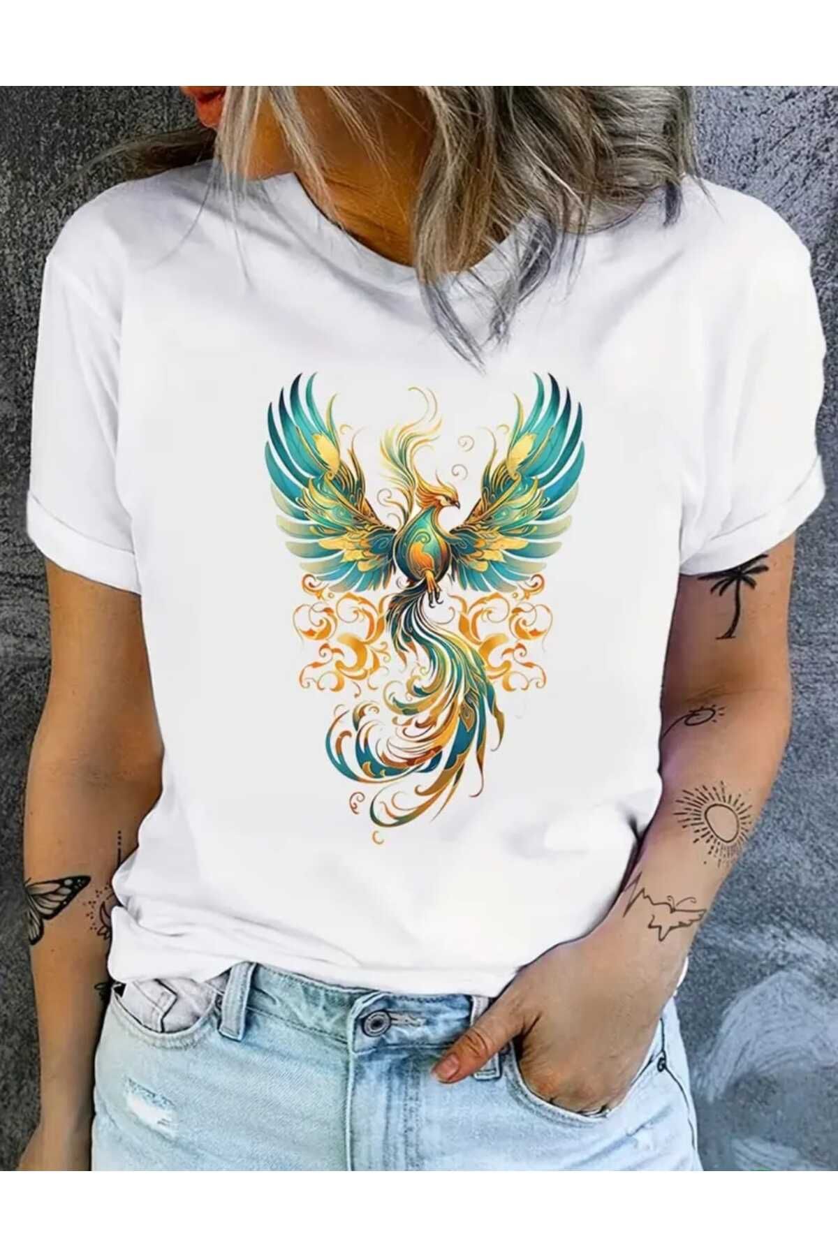 Panda Baskı Tekstil Anka Kuşu Baskılı Özel Tasarım Oversize Tshirt