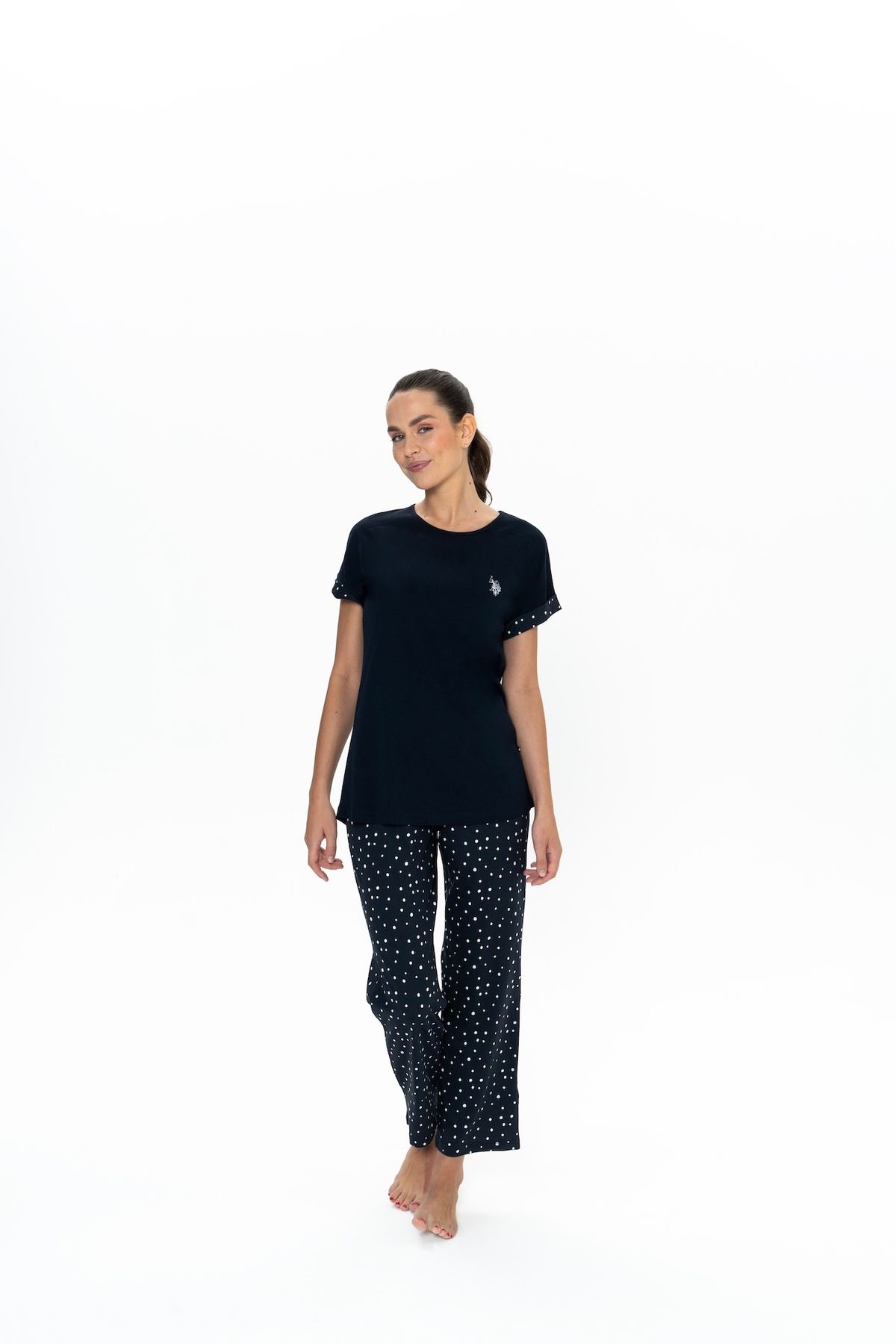 U.S. Polo Assn. U.S. Polo Assn. Kadın Lacivert Puantiyeli Pijama Takımı - ARASS20J05W2J