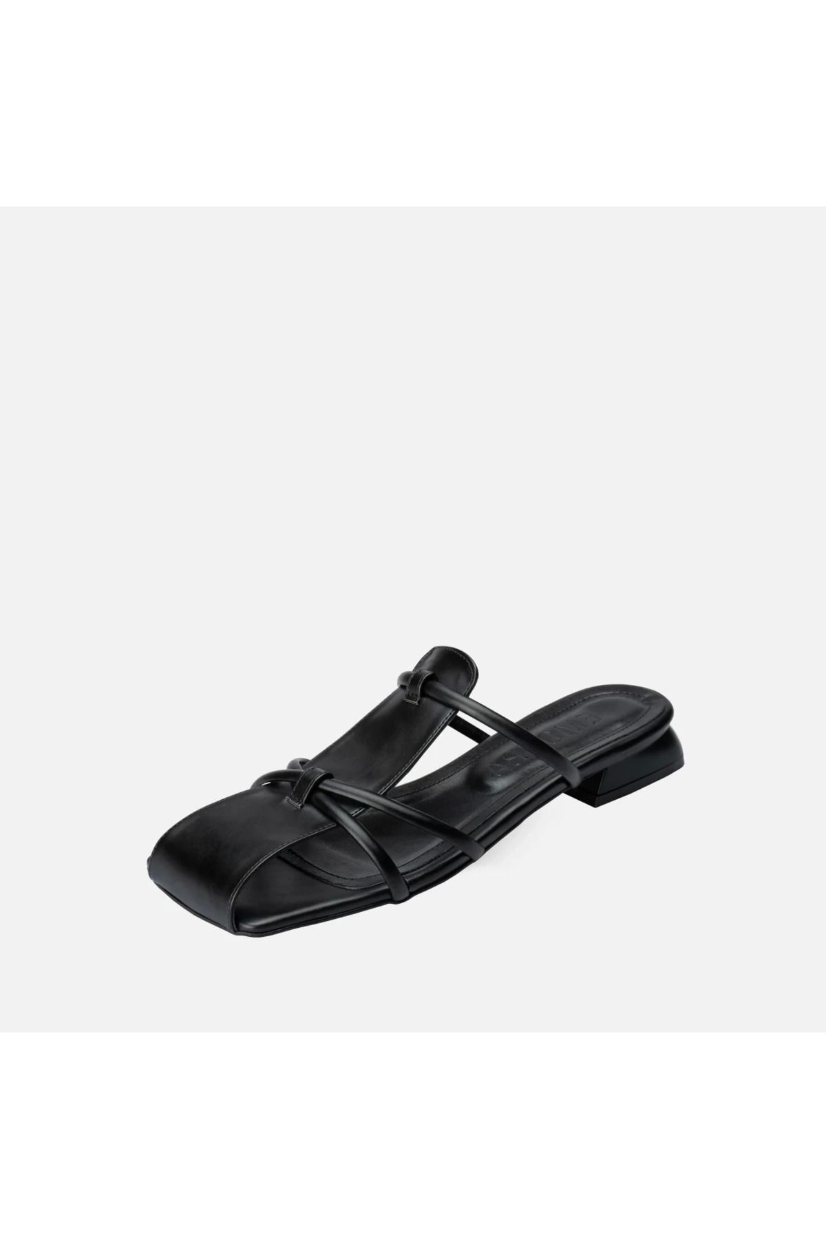 Shop58 Lowet Siyah Cilt Topuklu Terlik
