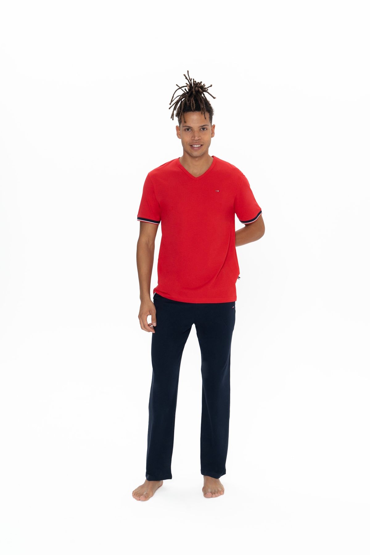 U.S. Polo Assn. U.S. Polo Assn. Erkek V Yaka Kırmızı Pijama Takımı - ARASS18J89W6J