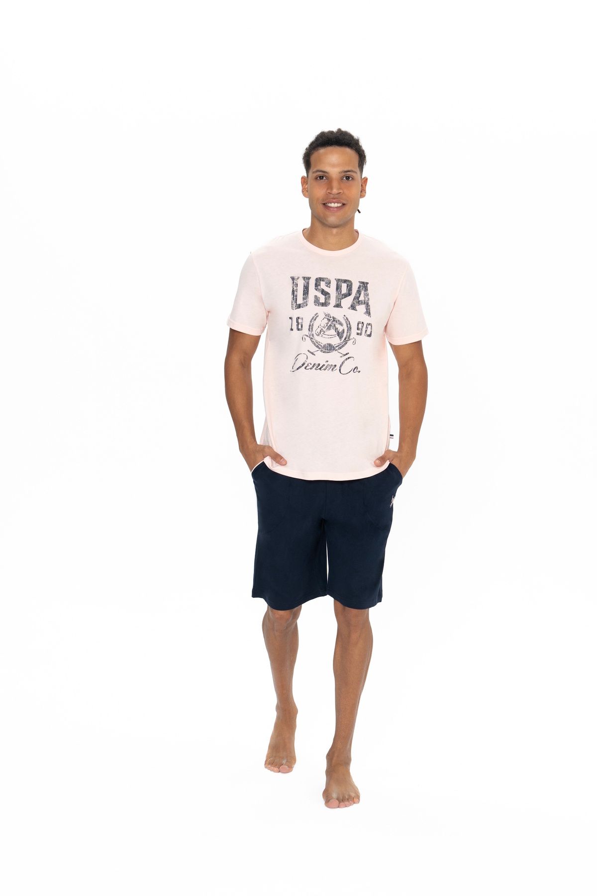 U.S. Polo Assn. U.S. Polo Assn. Erkek Baskılı Şortlu Pijama Takımı %100 Pamuk - ARASS18J87W7J