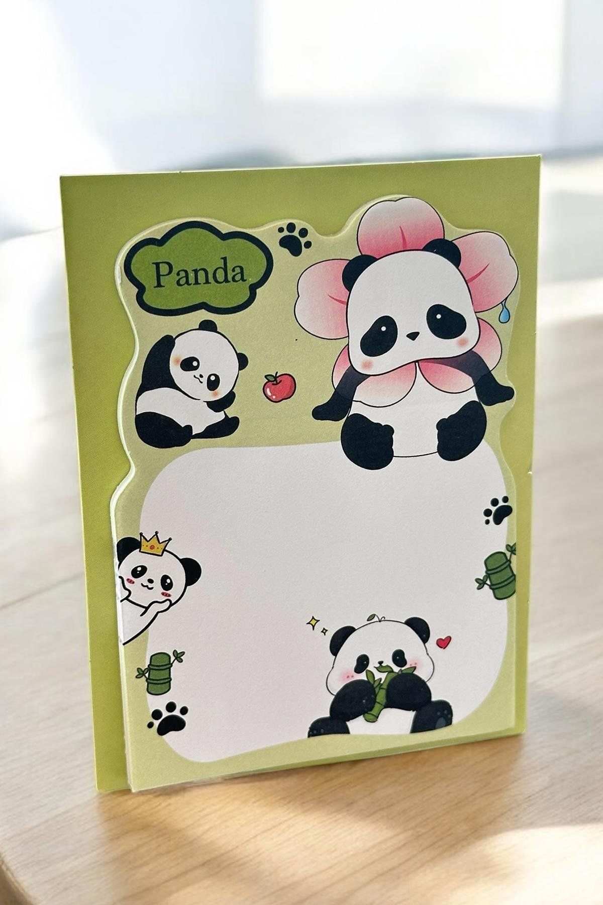 TAKIŞTIR Yeşil Renk Panda Figürlü Yapışkanlı Not Kağıdı