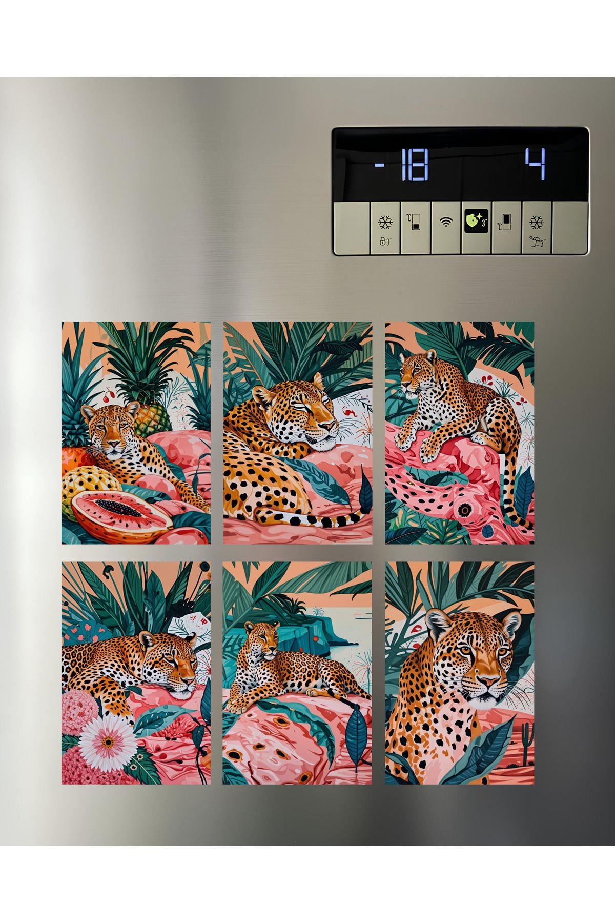 Renkia Studio Tropikal Leopar Magnet Seti 6’lı - Dekoratif Buzdolabı Magneti - Ofis ve Ev İçin Hediye