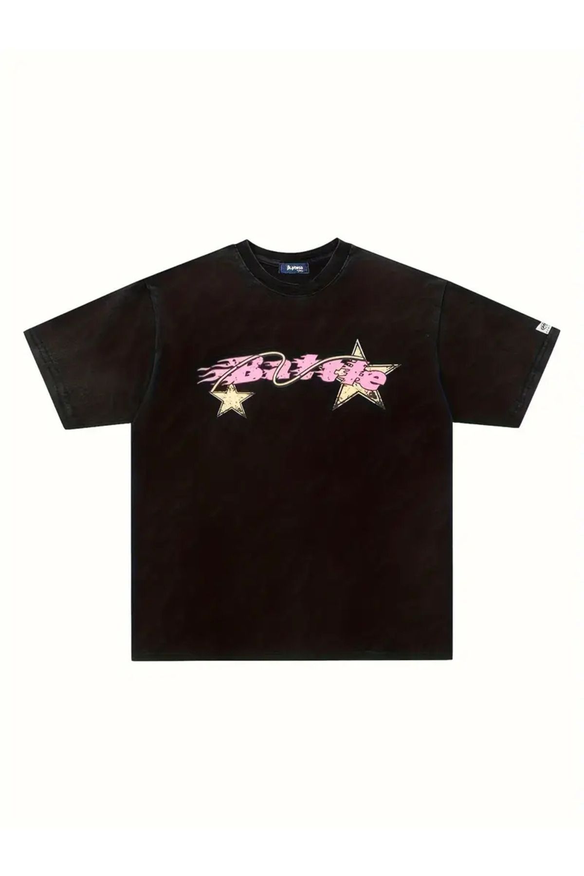 Touz Moda Battle Star Baskılı Unisex Oversize Vintage T-shirt