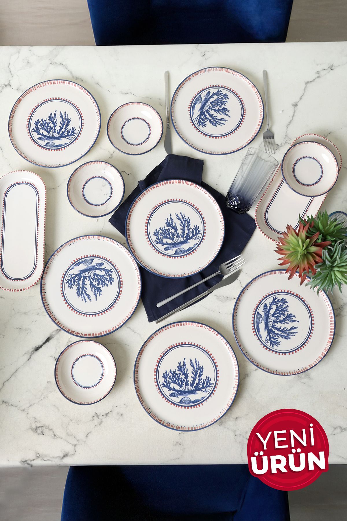 Keramika Marine Wonders Kahvaltı Takımı 12 Parça 6 Kişilik 22741-22906