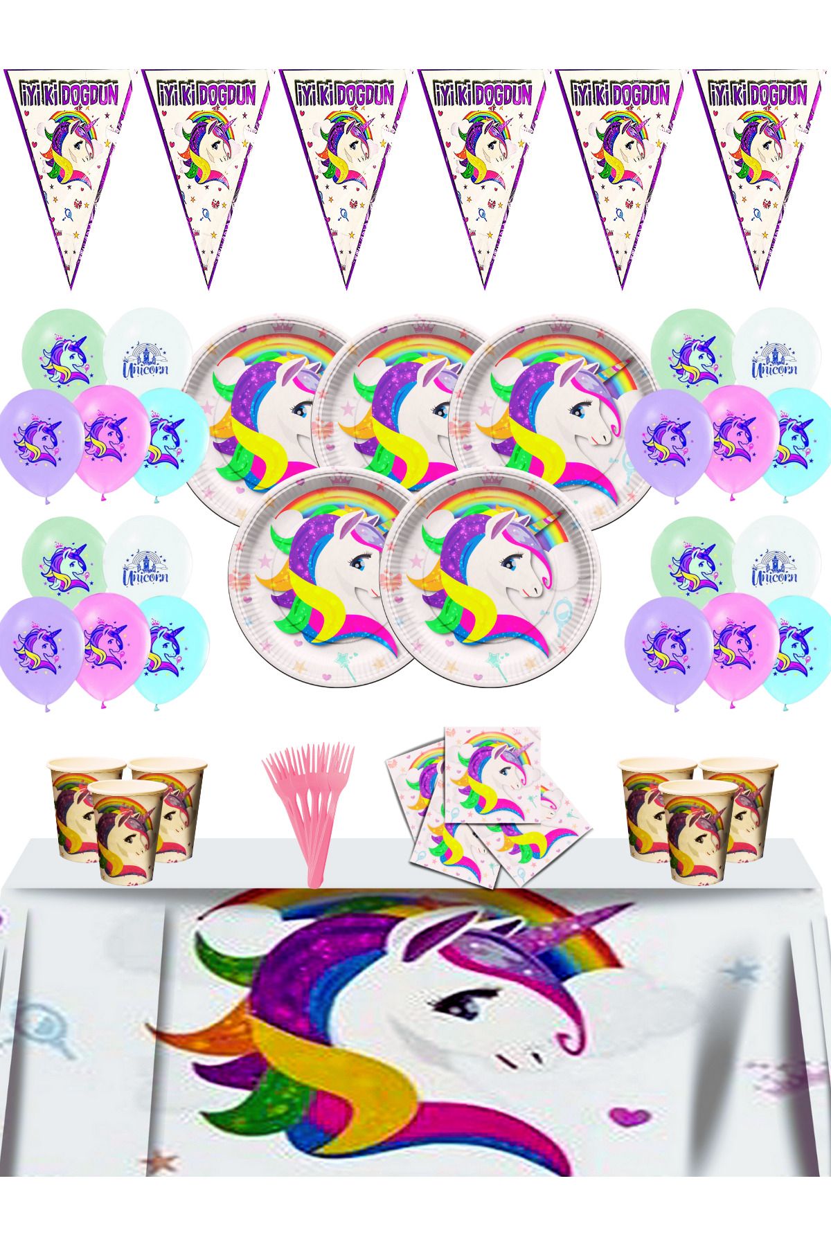 snowparty Unicorn Doğum Günü Parti Malzemeleri Süsleri Seti