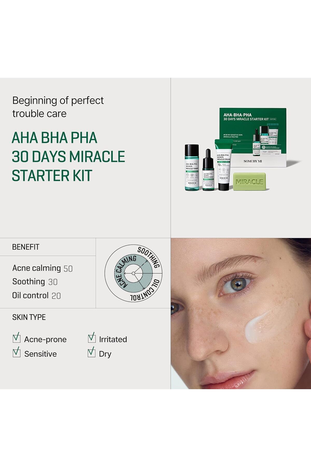 Some By Mi-30-Day Miracle Starter Skincare Set with AHA/BHA/PHA by Some By Mi (25g Soap + 30ml Toner + 10ml Ser 5