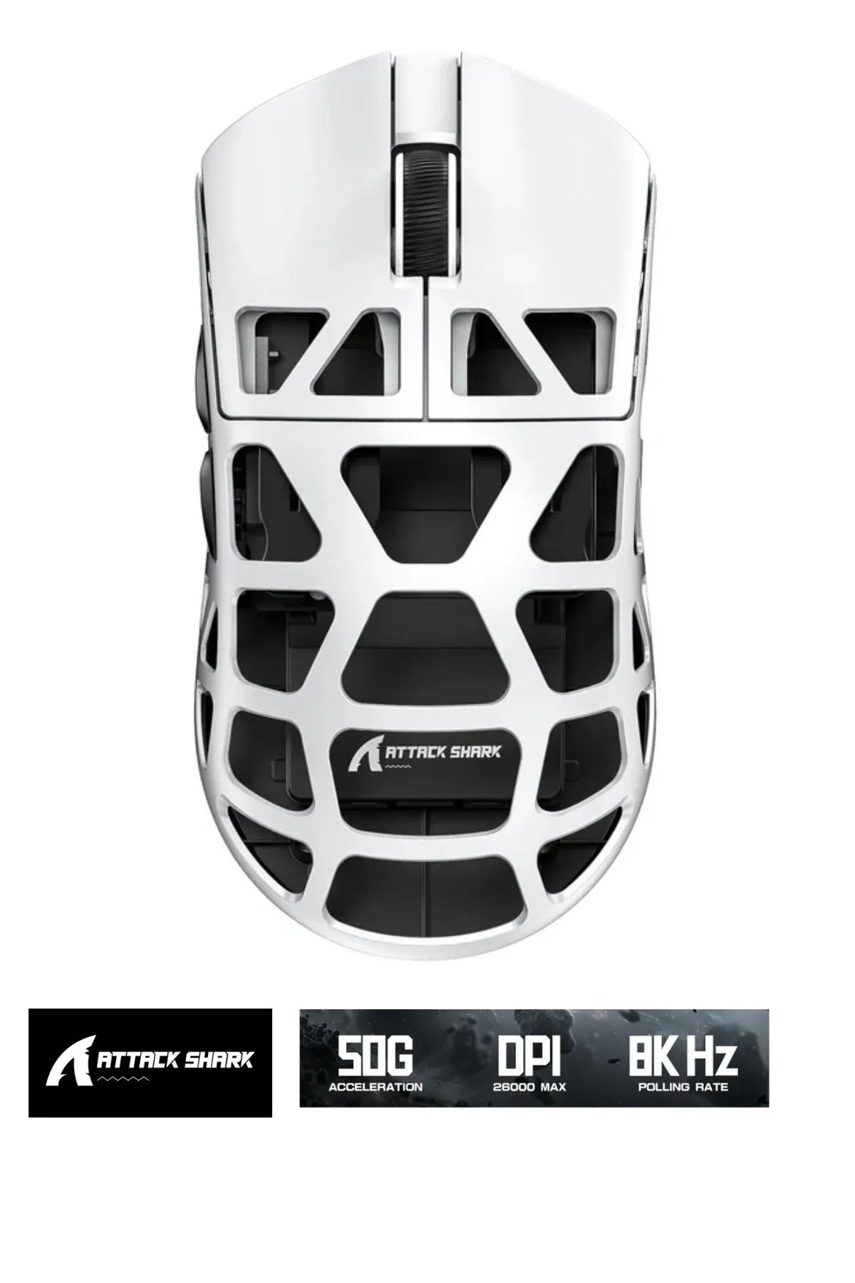 Genel Markalar Attack Shark R3 Magnezyum Alaşımlı APP Uygulamalı 8Khz Ultra Hız Tepki 26.000DPI Gaming Oyuncu Mouse