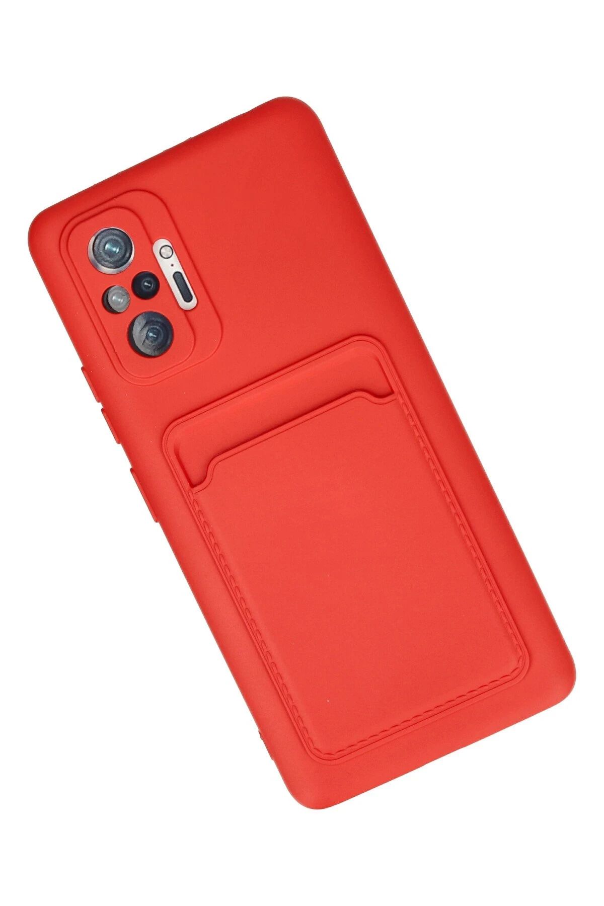 NewFace Xiaomi Redmi Note 10 Pro Kılıf Kelvin Kartvizitli Silikon - Kırmızı SVLRS