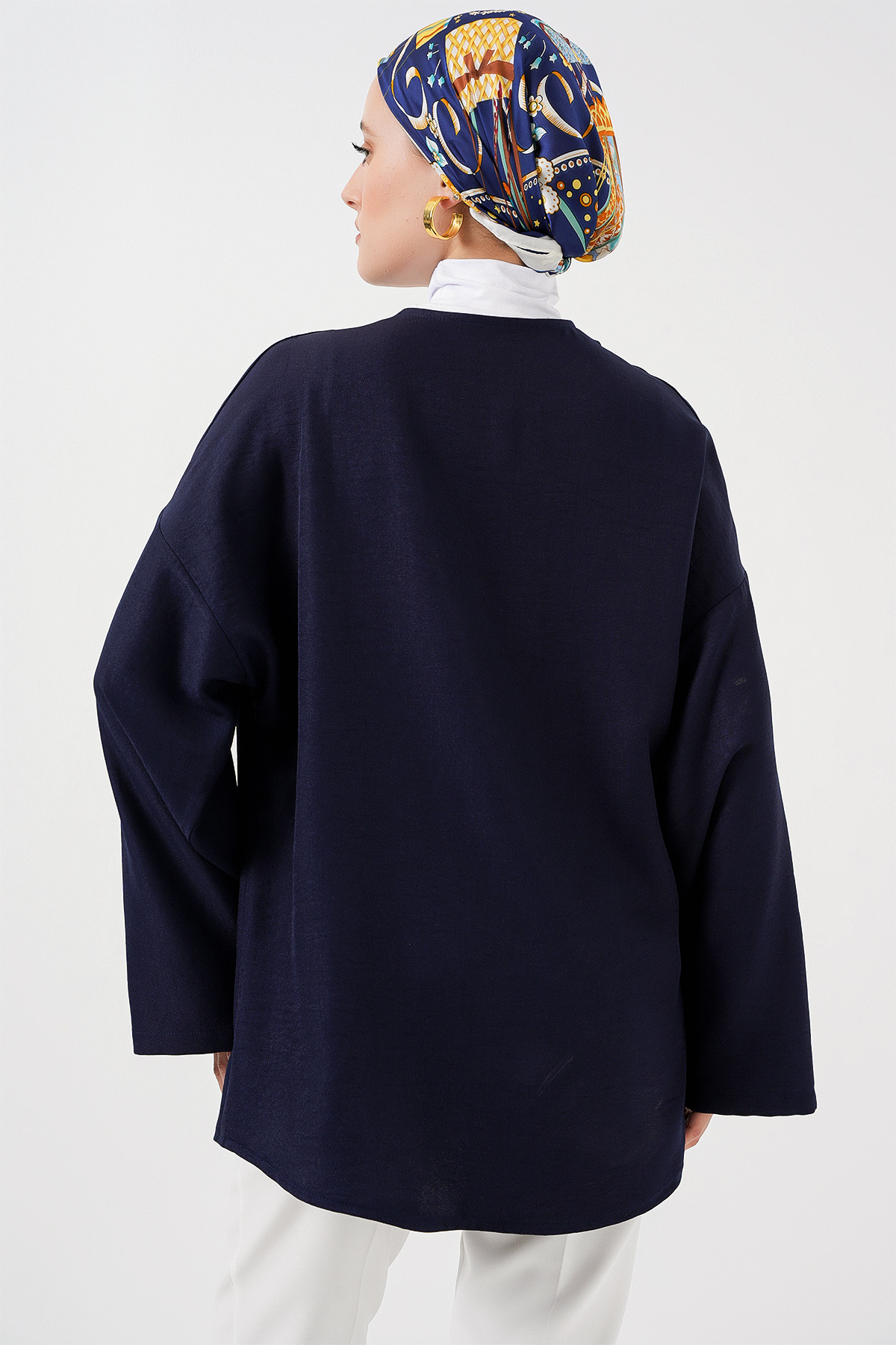 Bigdart-Leinen-Hijab-Kimono 5968 – Marineblau 7