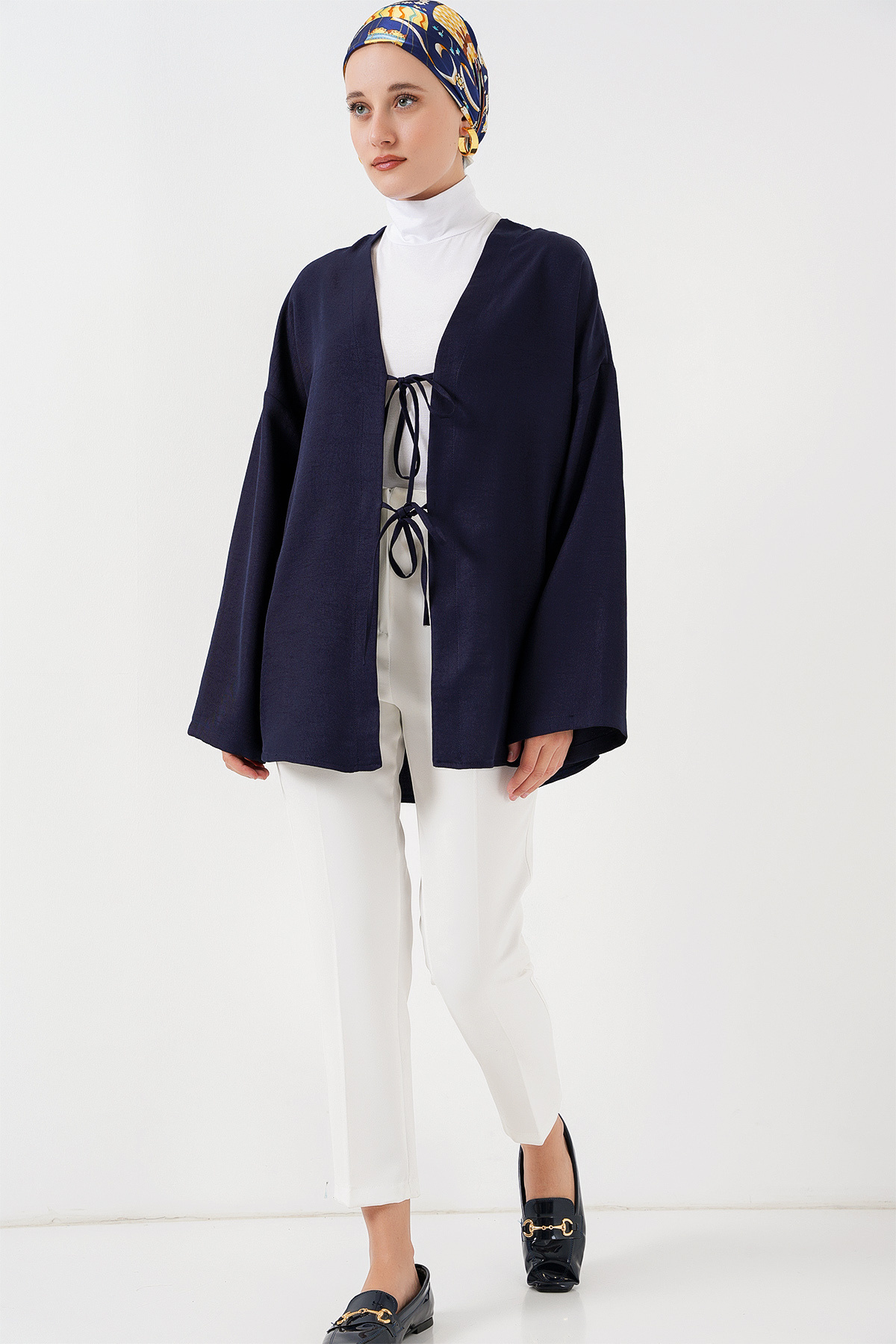 Bigdart-Leinen-Hijab-Kimono 5968 – Marineblau 2