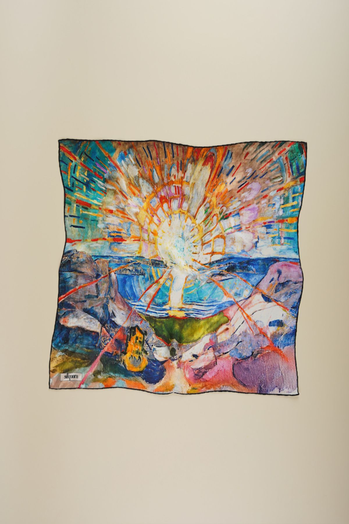silqoora %100 İpek Bandana Fular (55x55 CM)-Edward Munch