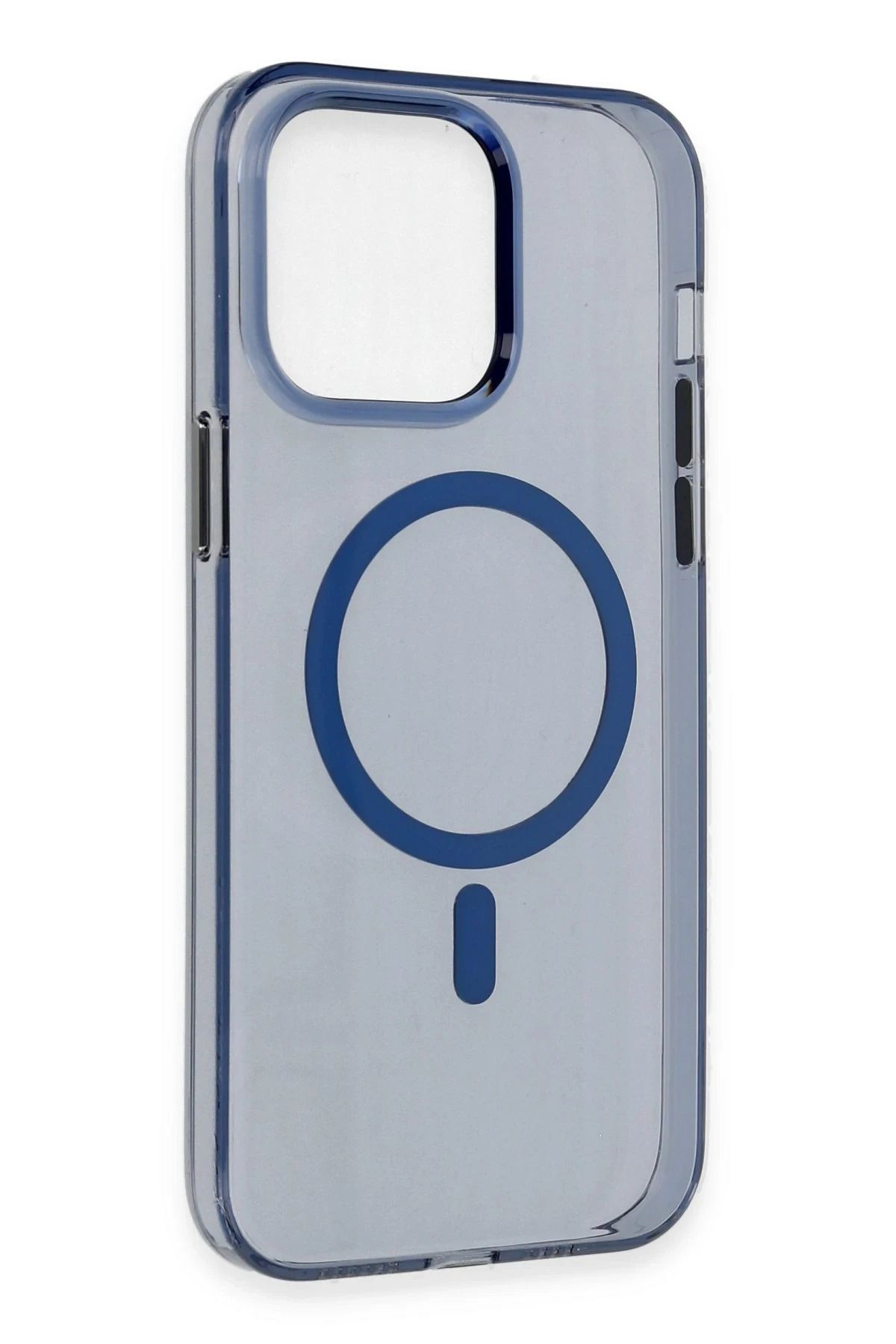NewFace iPhone 13 Pro Max Kılıf Tron Şeffaf Magsafe Kapak - Mavi SVLRS