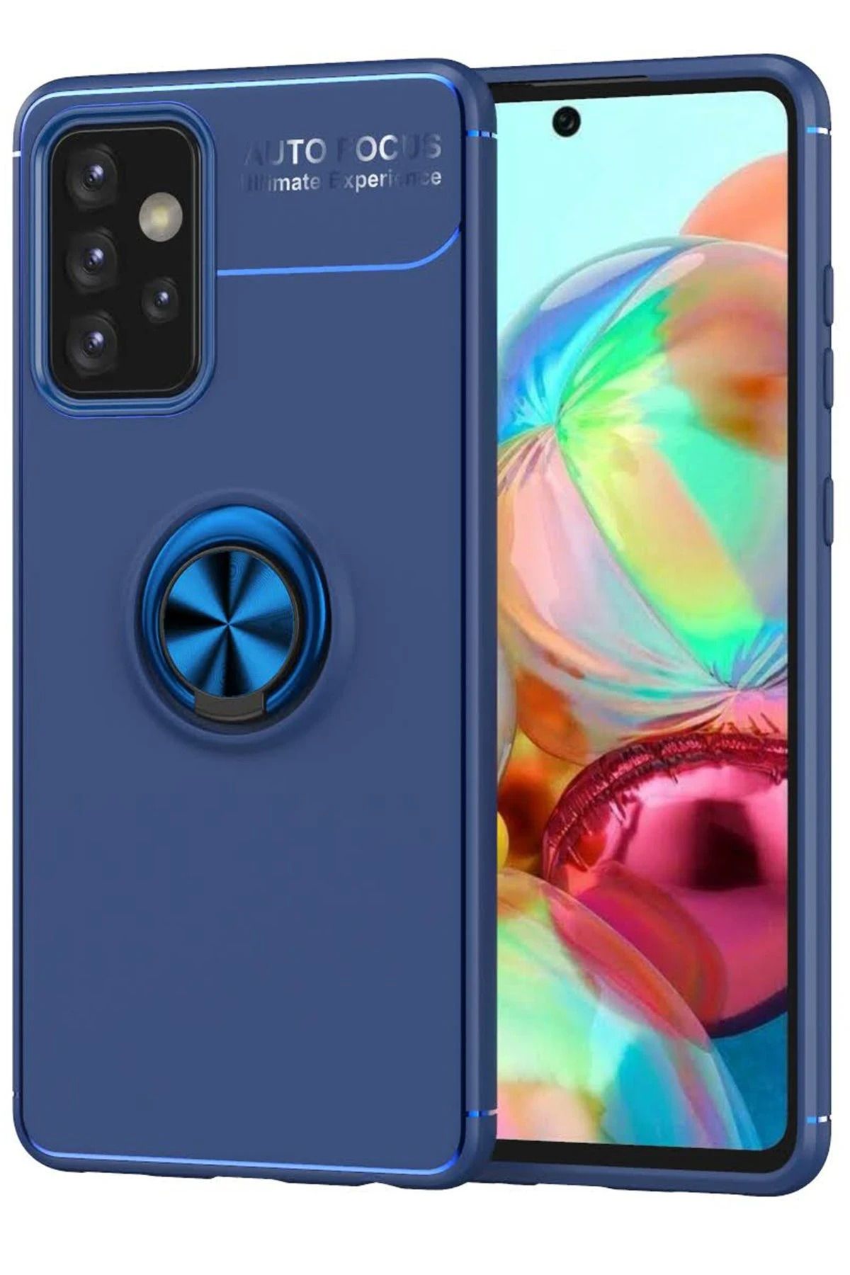 NewFace Samsung Galaxy A72 Kılıf Range Yüzüklü Silikon - Mavi SVLRS
