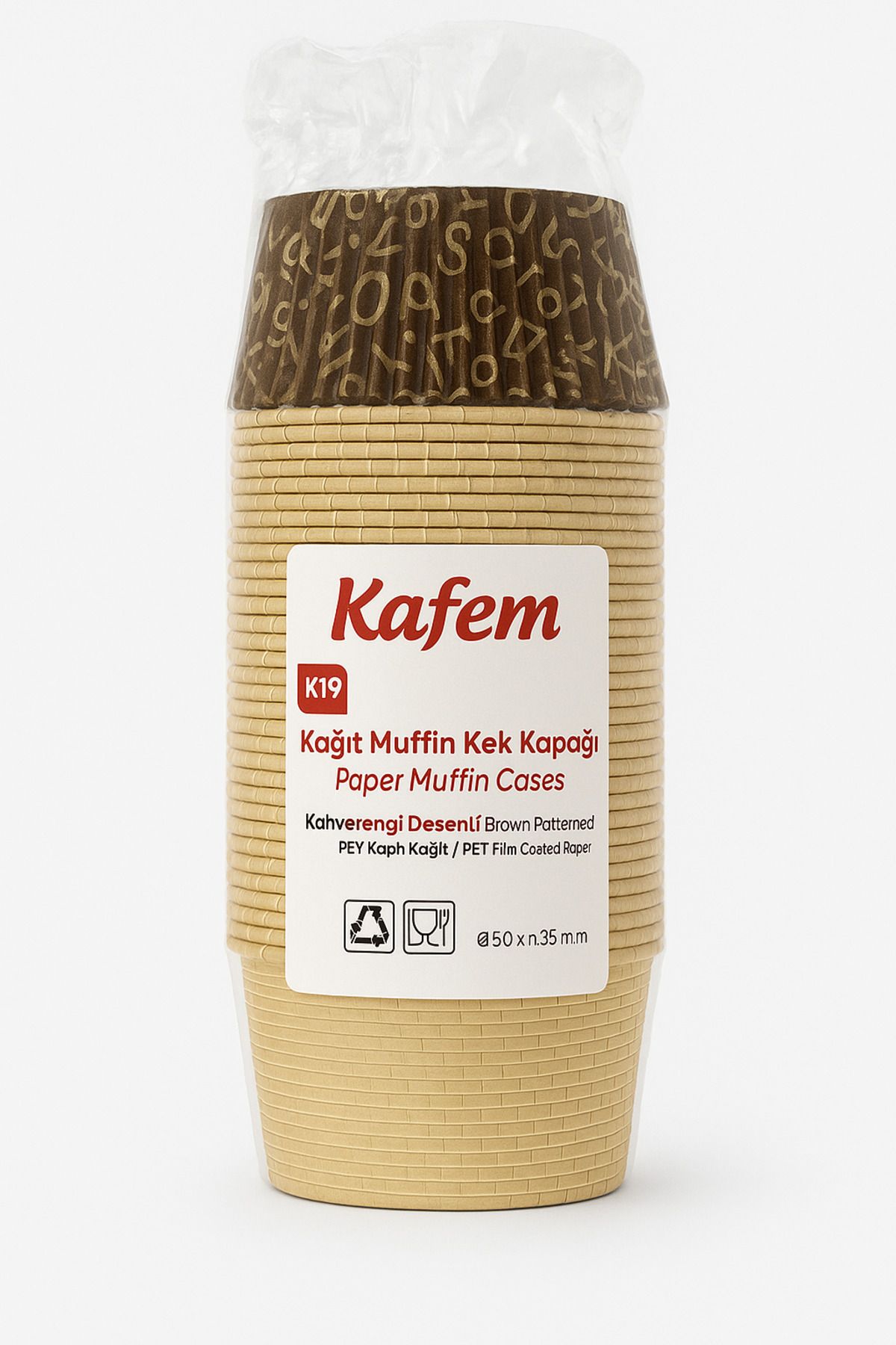 KAFEM K19 kahverengi Desenli Muffin Kek kapsülü-50Adet