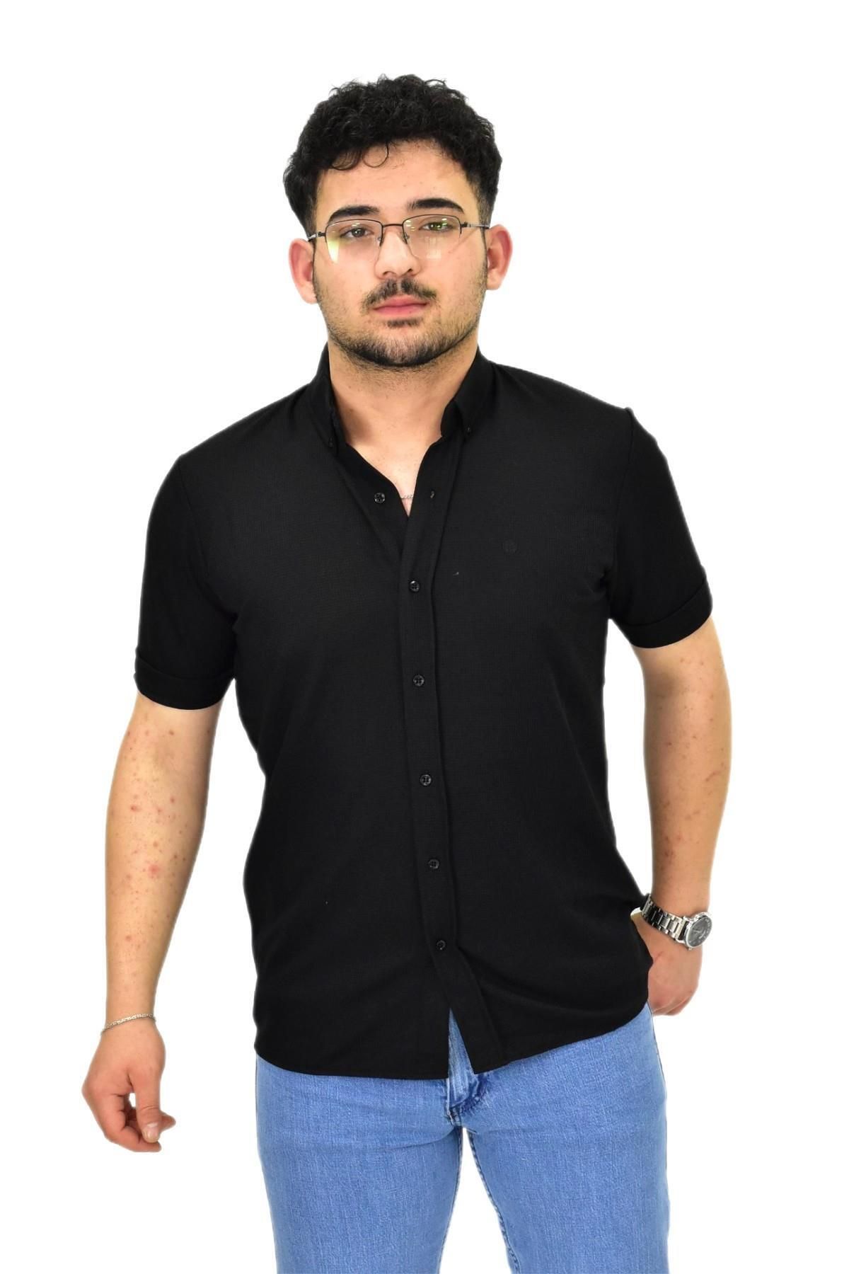 DYNAMO Erkek Büyük Beden Gömlek Yaka Düğmeli Tişört BGL-ST04525