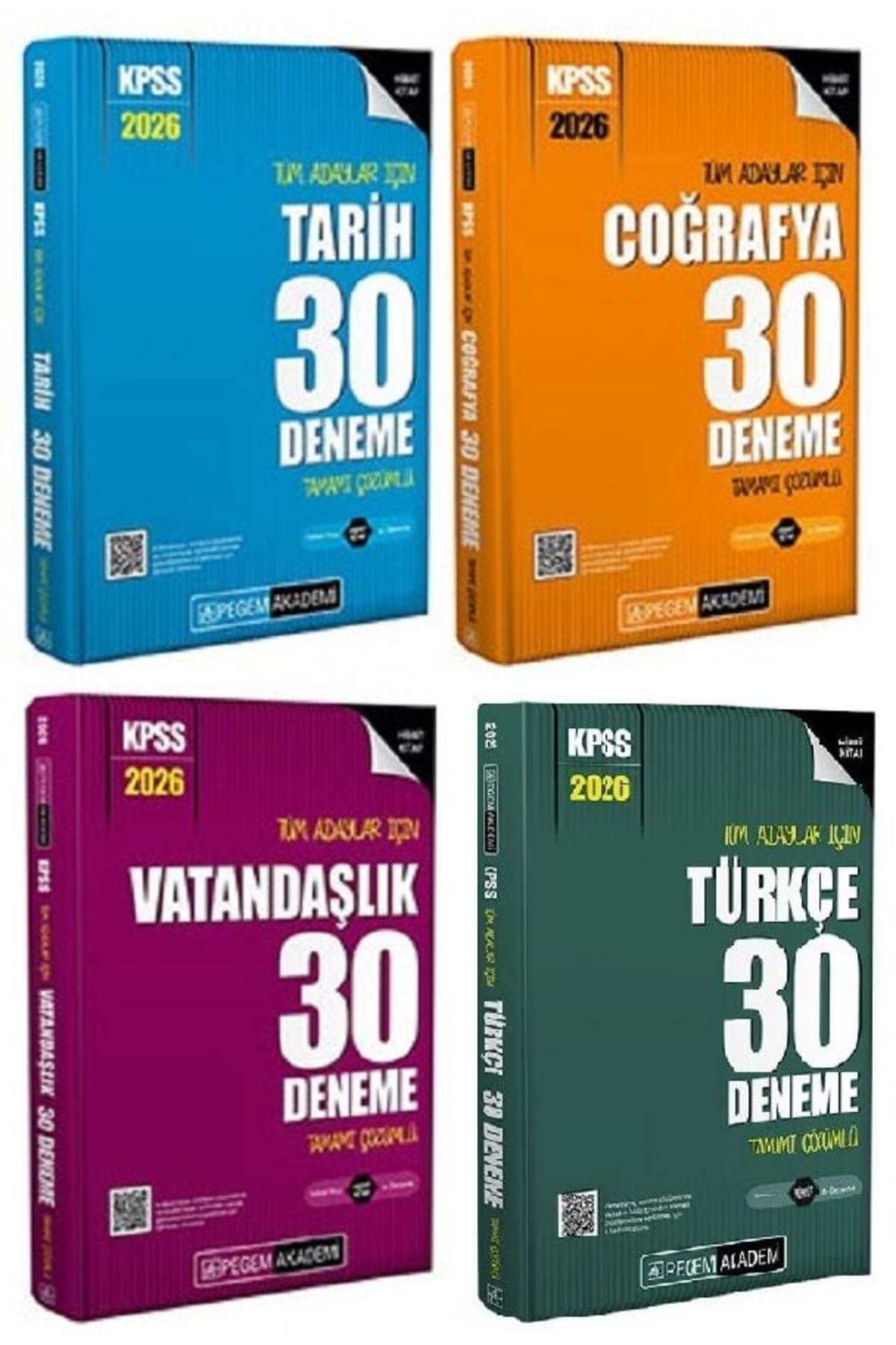 Pegem Akademi Yayıncılık Pegem 2026 KPSS Türkçe+Tarih+Coğrafya+Vatandaşlık 120 Deneme 4 lü Set Pegem Akademi Yayınları