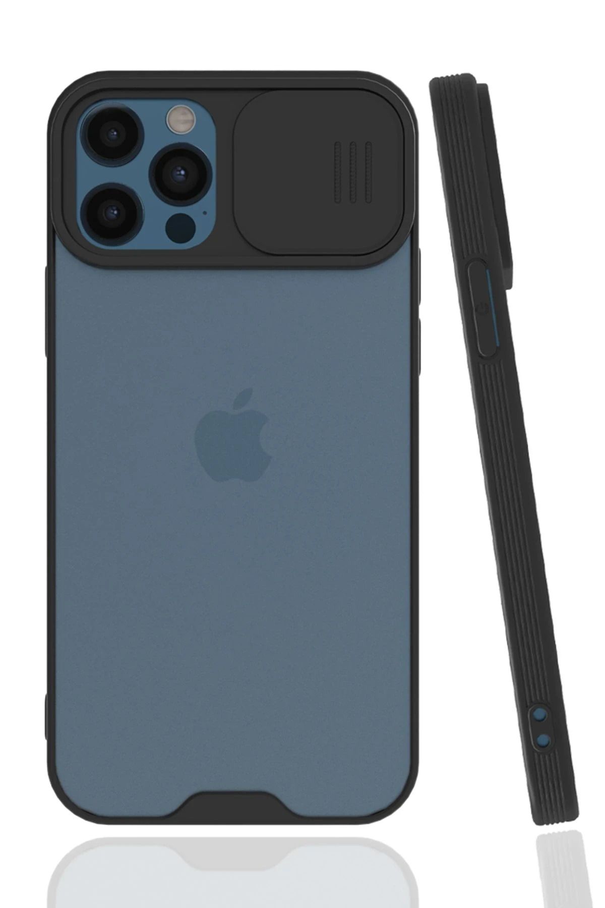 NewFace iPhone 12 Pro Max Kılıf Platin Kamera Koruma Silikon - Siyah WLZOR