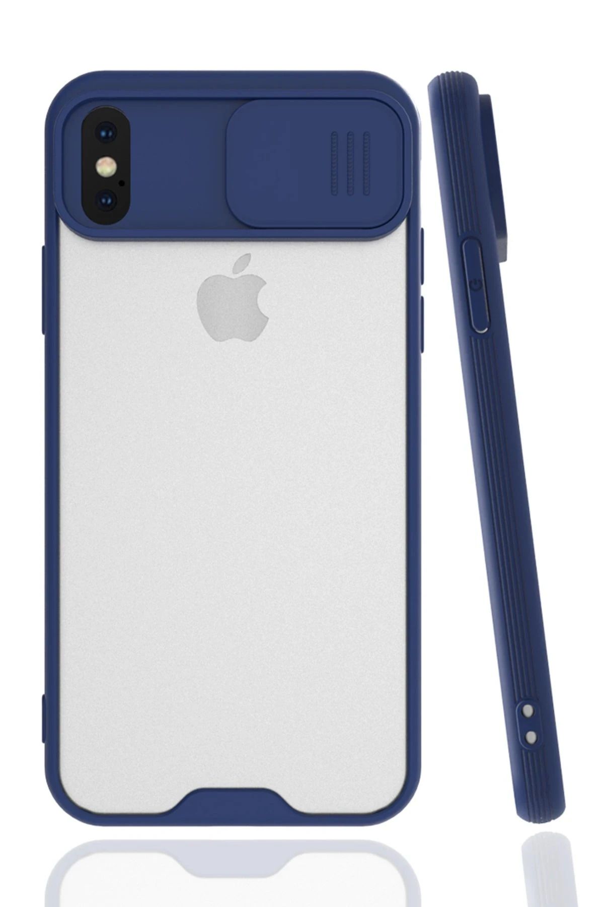 NewFace iPhone X Kılıf Platin Kamera Koruma Silikon - Lacivert WLZOR