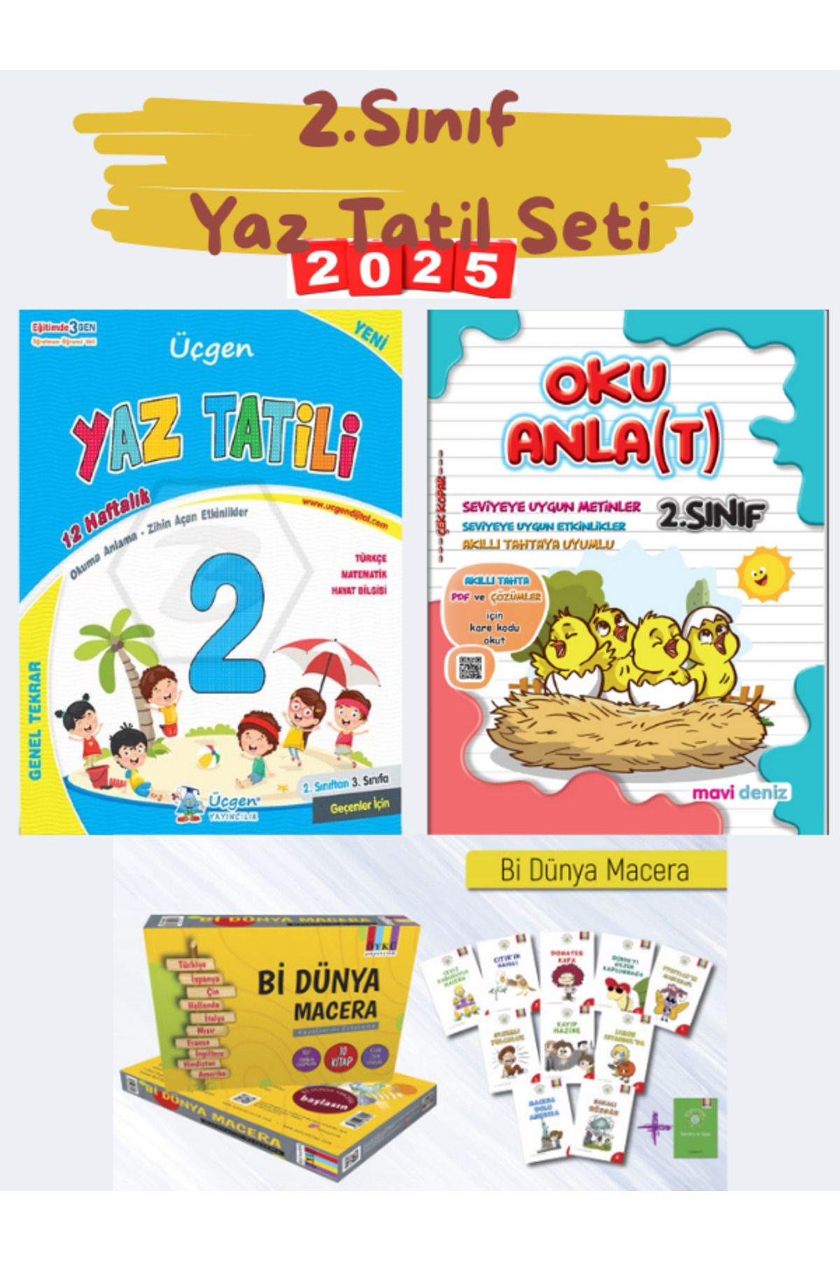 Üçgen Yayıncılık 2. Sınıf Yaz Tatil Seti - 12 Kitap 2025 Özel
