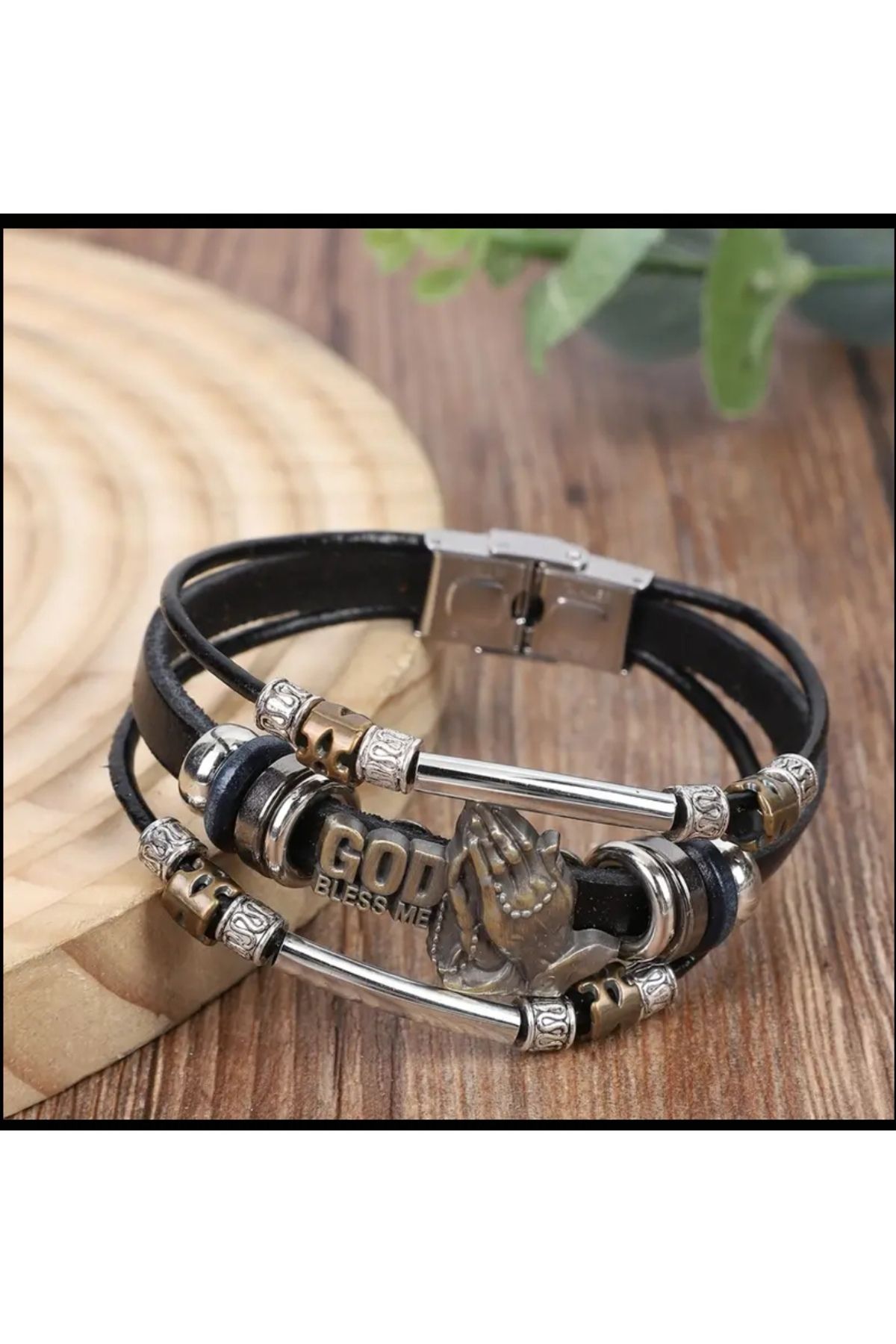 ORGANICYOU YIWU Vintage İlhamlı Çok Katmanlı Dua Kolyesi - Deri ve Metal