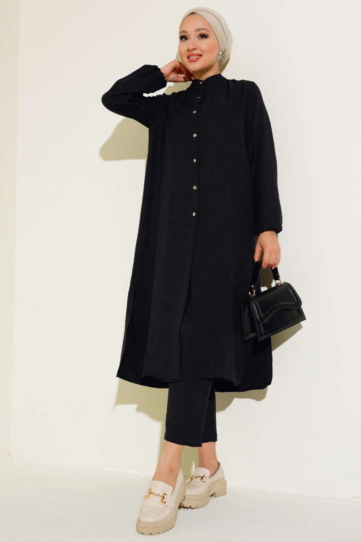 Lucia Fashion Yırtmaç Detaylı Tunik Pantolon İkili Takım