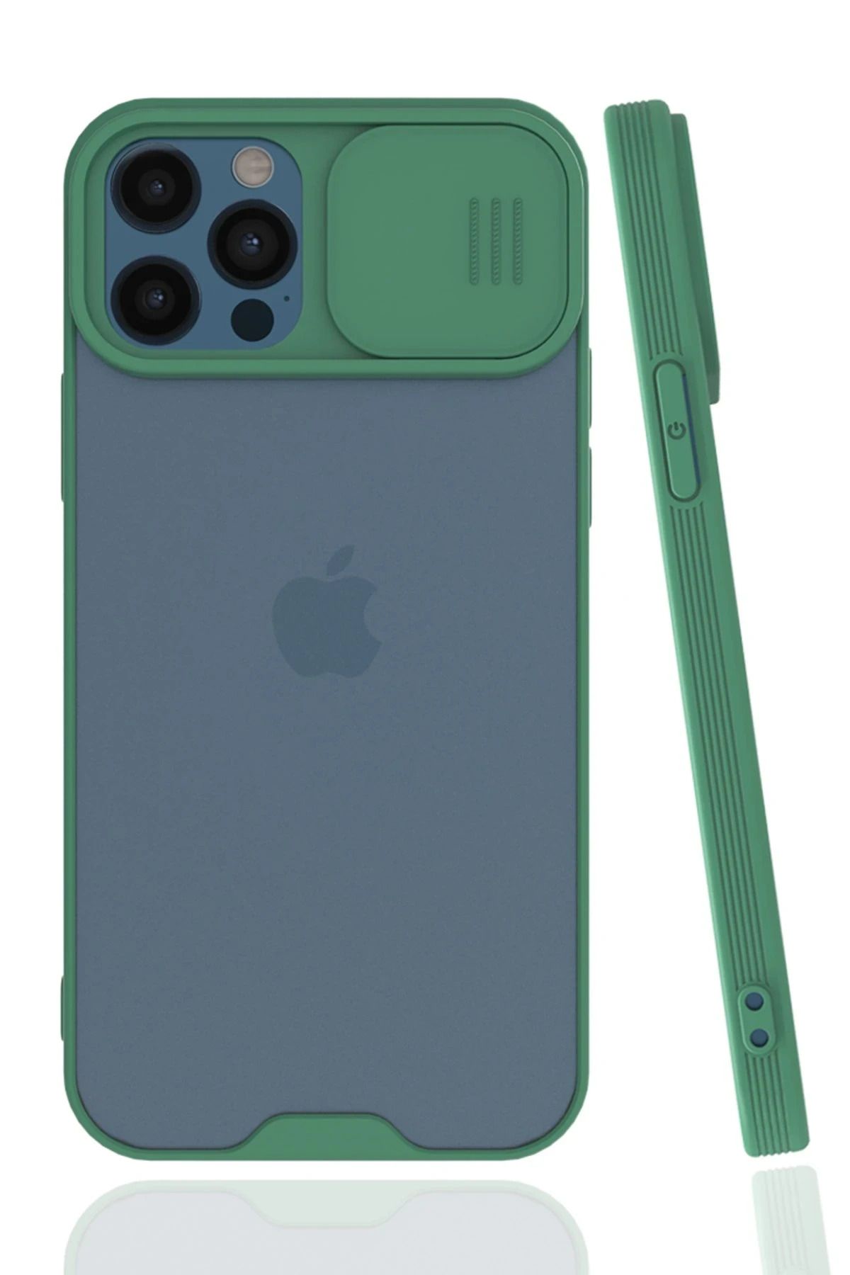 NewFace iPhone 12 Pro Max Kılıf Platin Kamera Koruma Silikon - Yeşil WLZOR