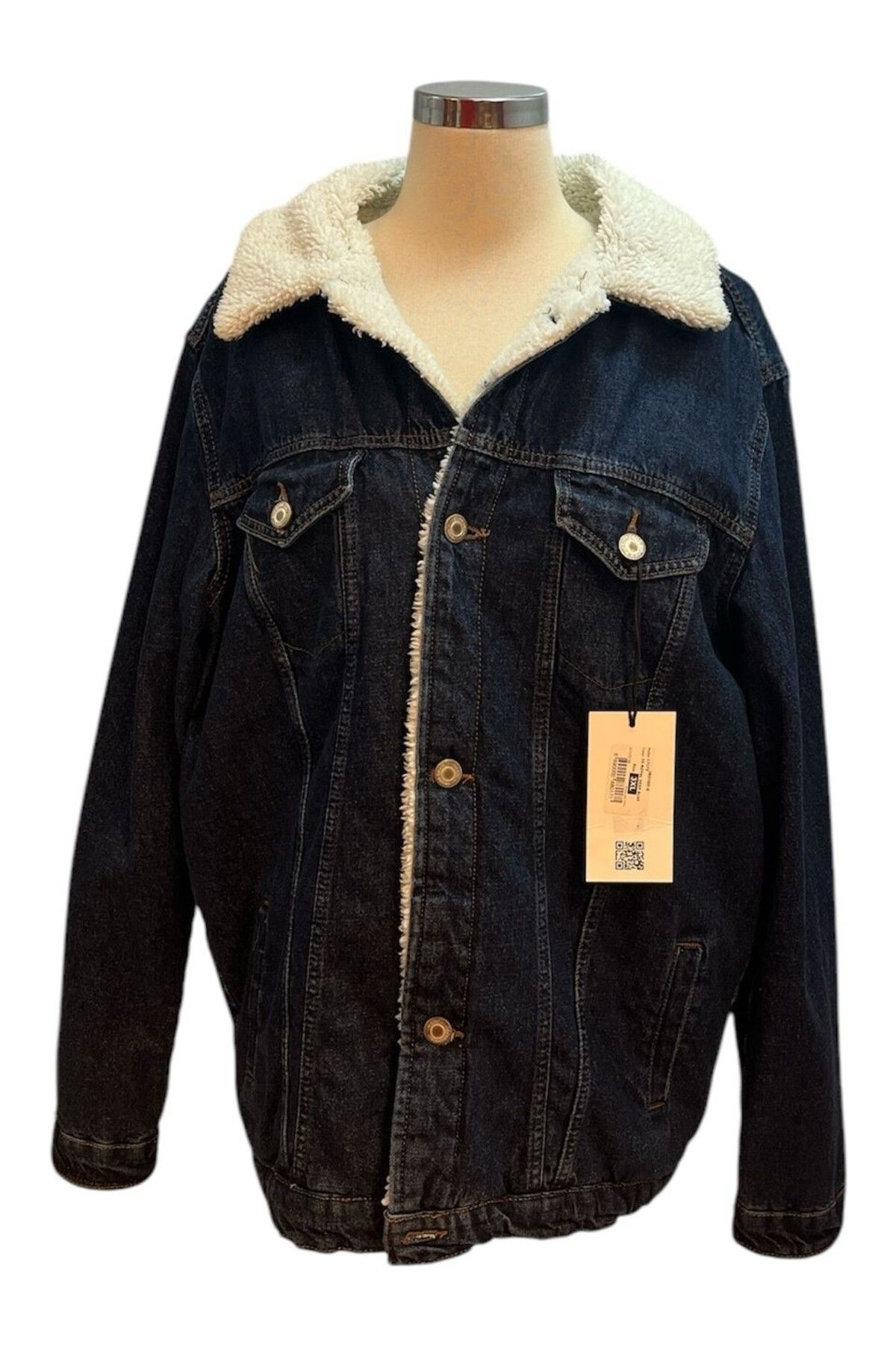 indigo giyim Denim Model 17173 Koyu Mavi Kürklü Erkek Kot Ceket