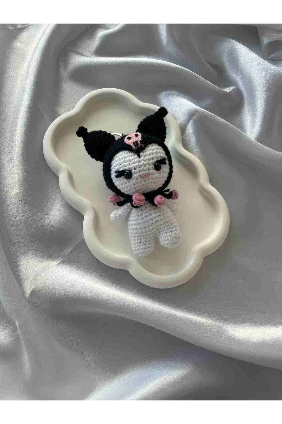 melfxxl Amigurumi Anahtarlık El Yapımı Kuromi 12 cm Siyah