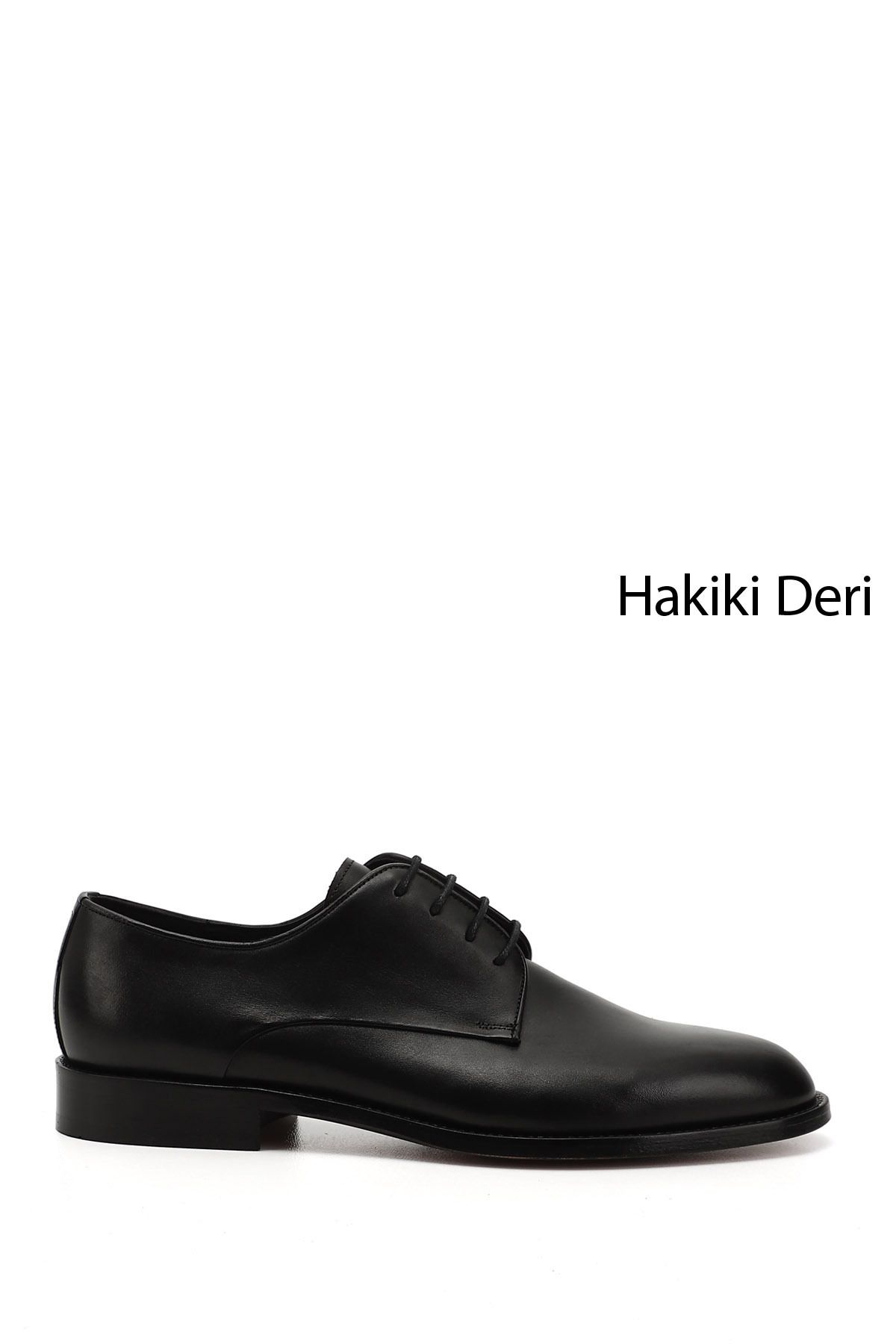GÖNDERİ(R) Erkek Siyah Bağcıklı Kösele Taban Hakiki Deri Klasik Ayakkabı