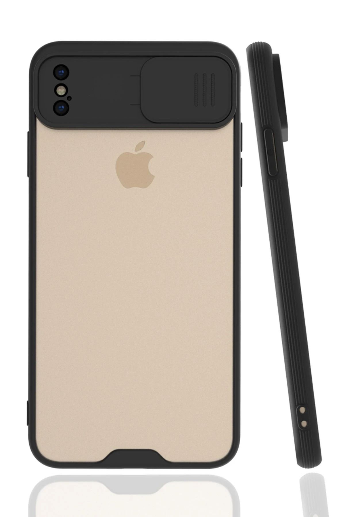 NewFace iPhone XS Max Kılıf Platin Kamera Koruma Silikon - Siyah WLZOR
