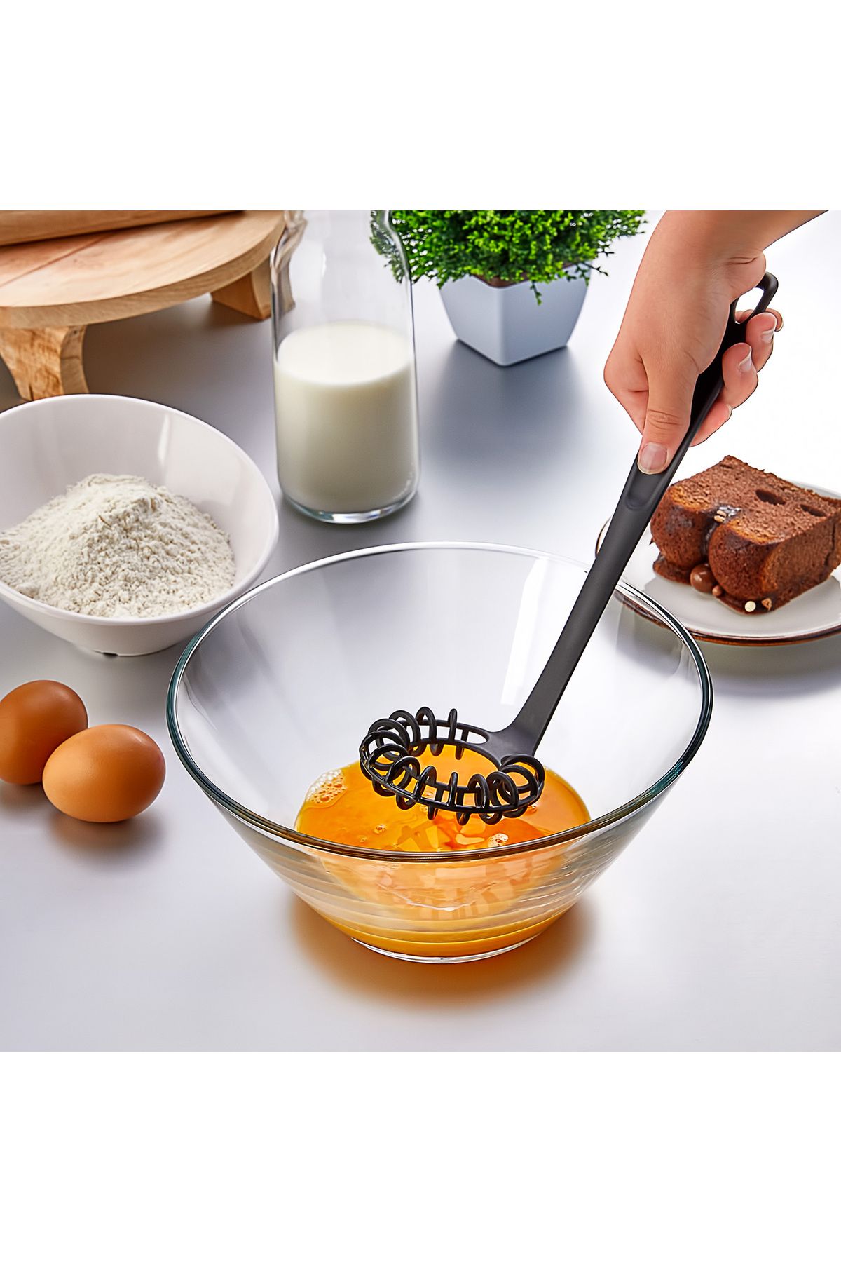 Buzka Modern Spiral Çırpıcı Yanmaz Yapışmaz Çizmez Yumurta Çırpıcı Pratik Çırpıcı 28 Cm Çırpma Aparatı